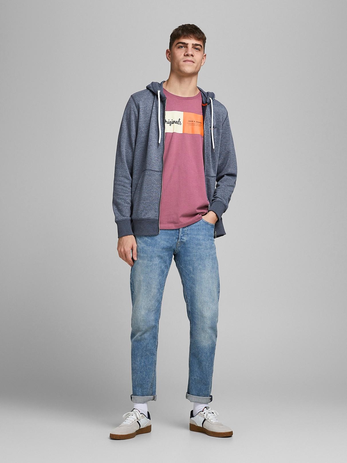 Jack Jones Erkek T-Shirt 12185595 Hawthorn Rose