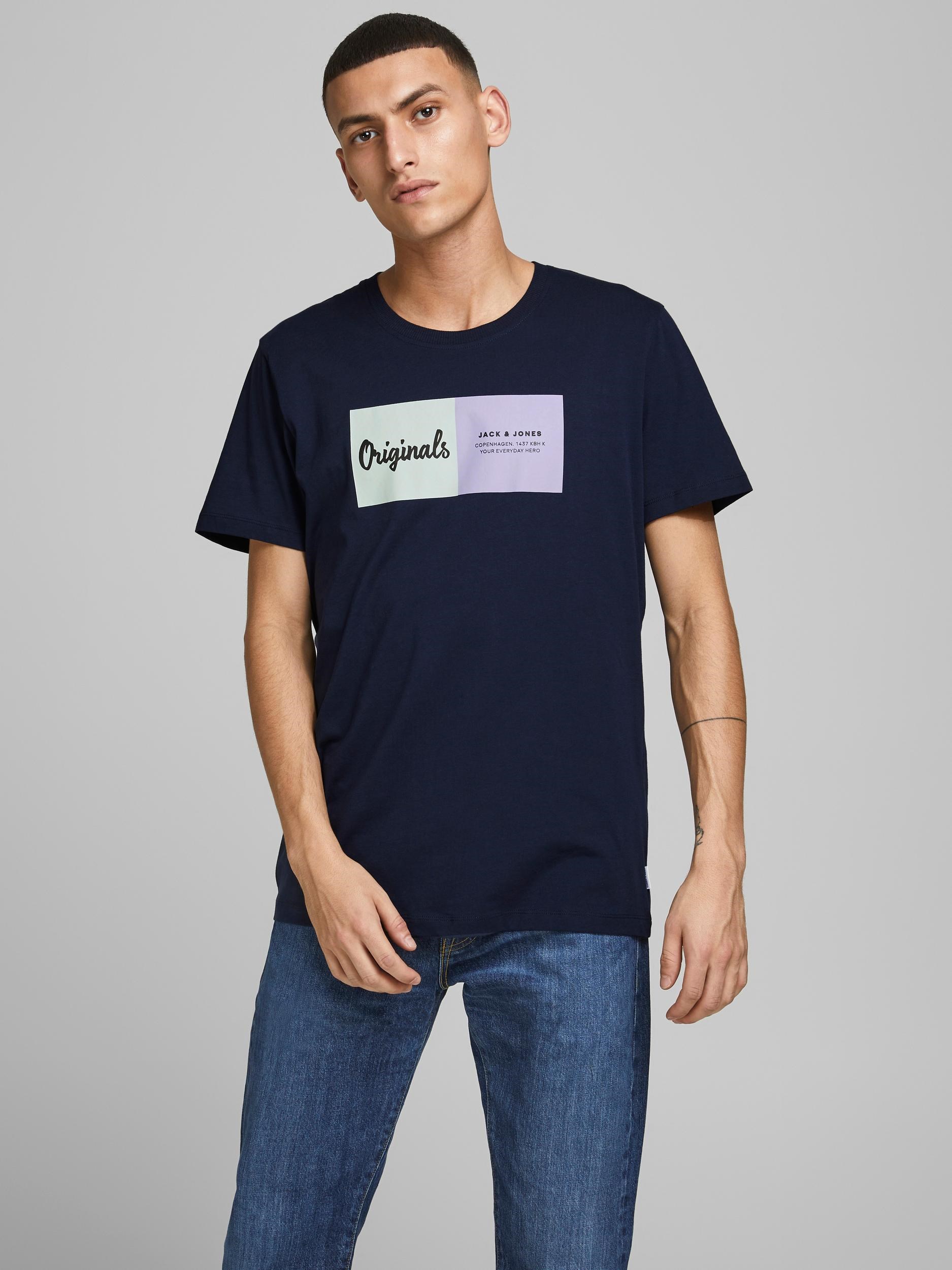 Jack Jones Erkek T-Shirt 12185595 Navy Blazer