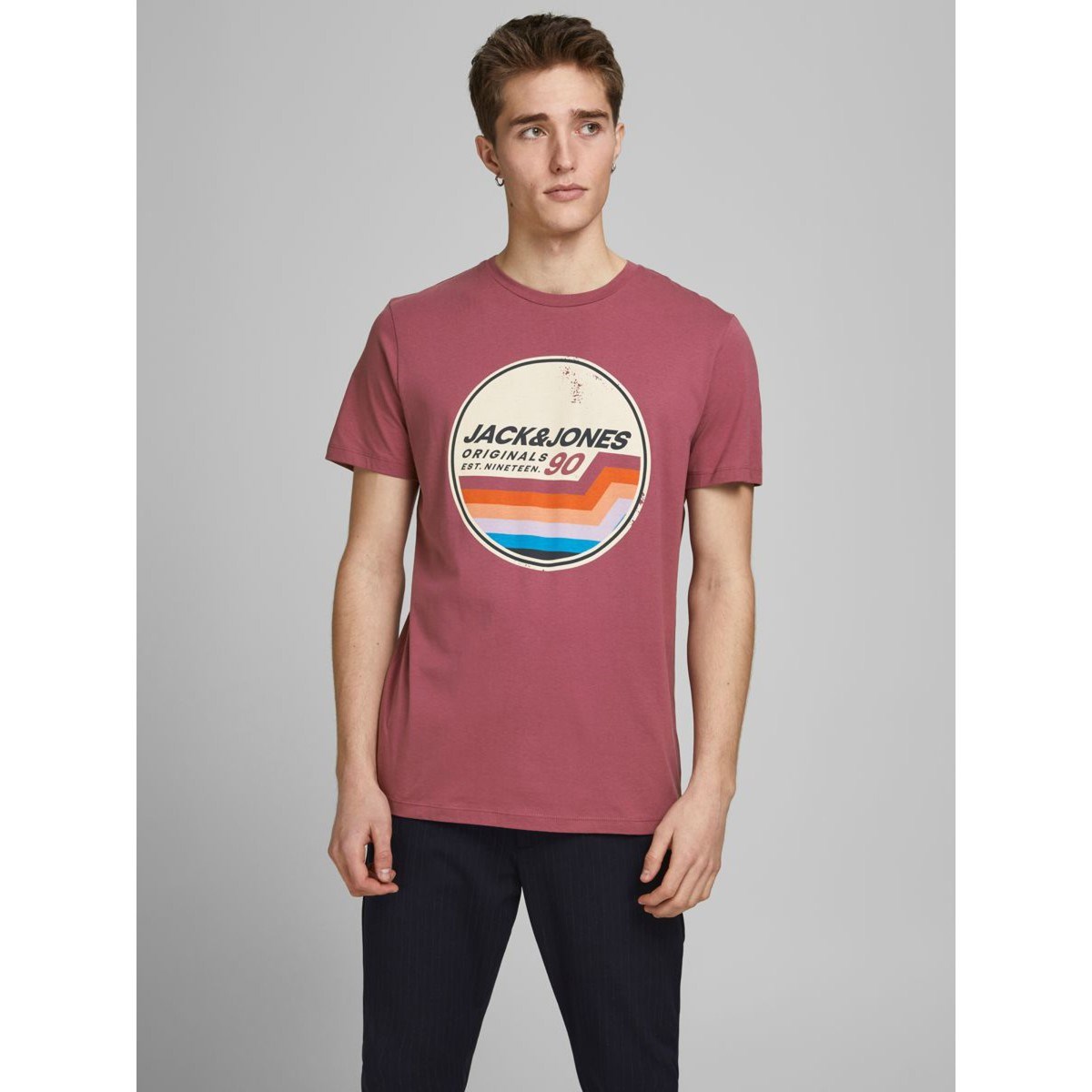 Jack Jones Erkek T-Shirt 12186212 Hawthorn Rose