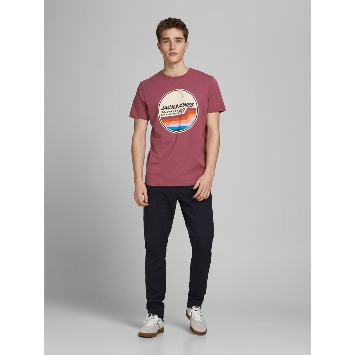 Jack Jones Erkek T-Shirt 12186212 Hawthorn Rose