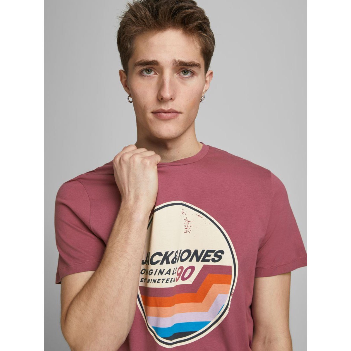 Jack Jones Erkek T-Shirt 12186212 Hawthorn Rose