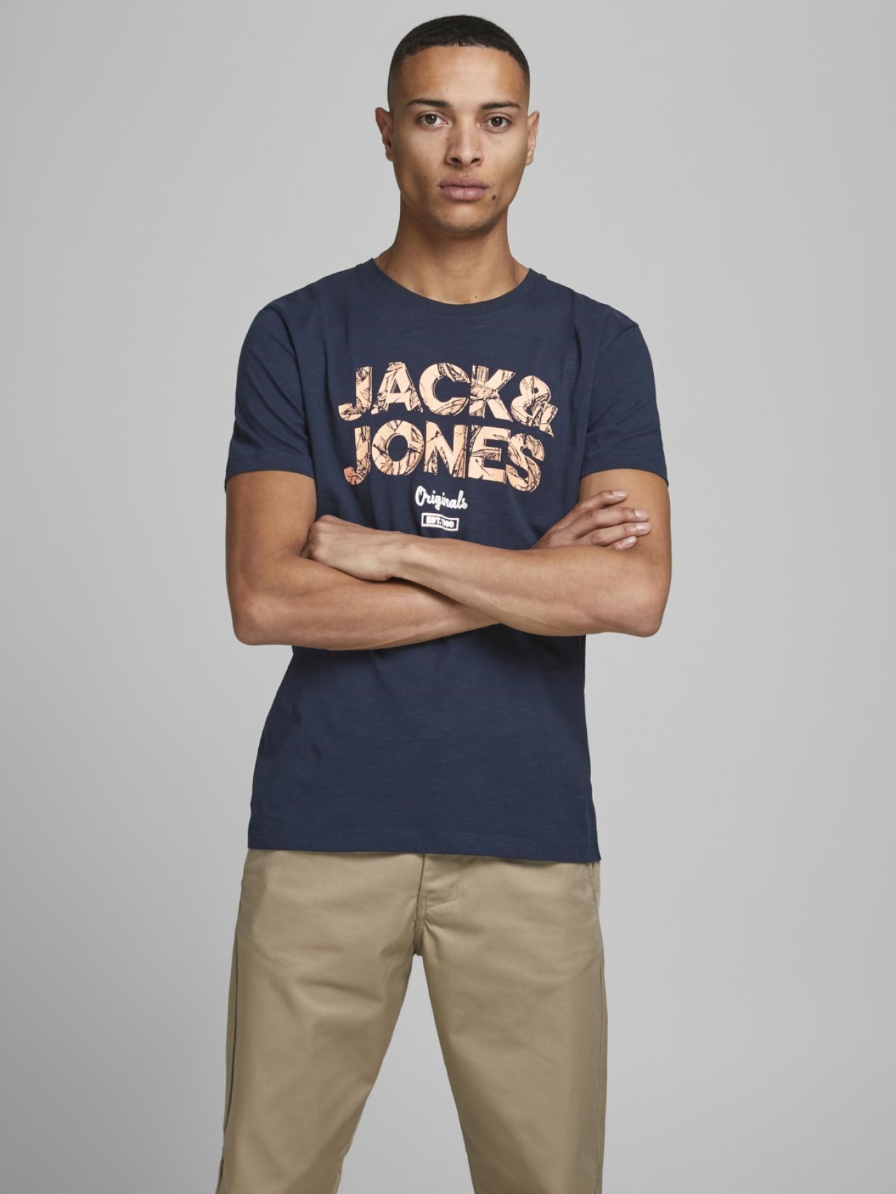 Jack Jones Erkek T-Shirt 12186282 Navy Blazer
