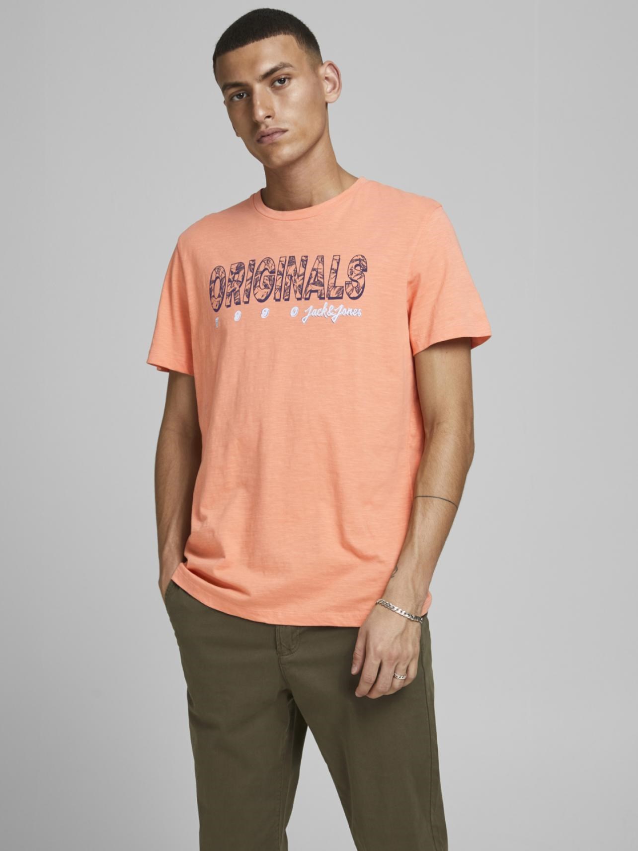 Jack Jones Erkek T-Shirt 12186282 Shell Coral