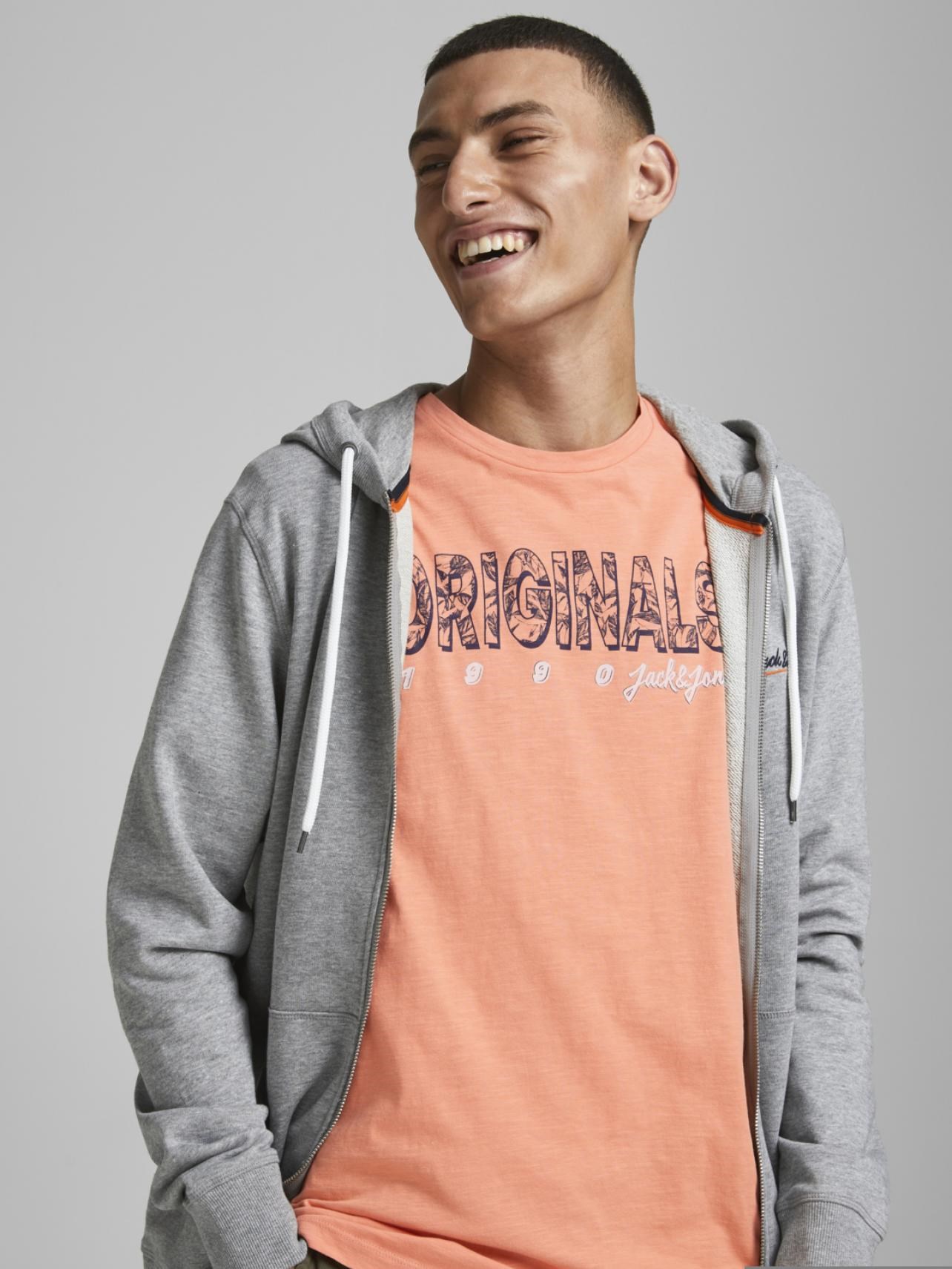 Jack Jones Erkek T-Shirt 12186282 Shell Coral