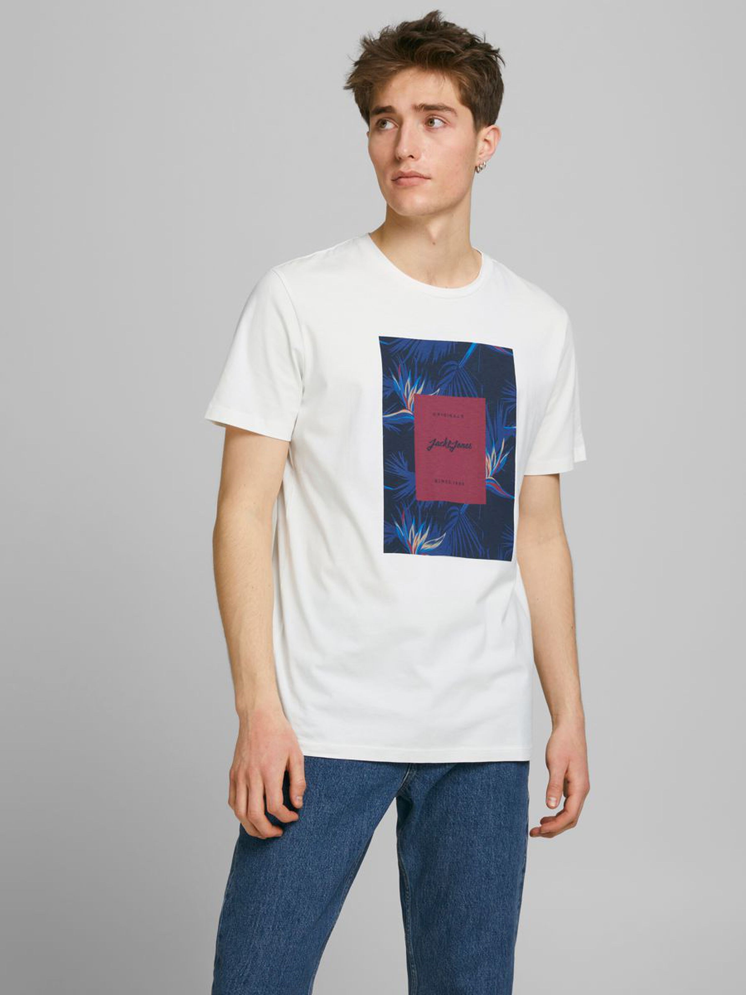 Jack Jones Erkek T-Shirt 12186330 Cloud Dancer