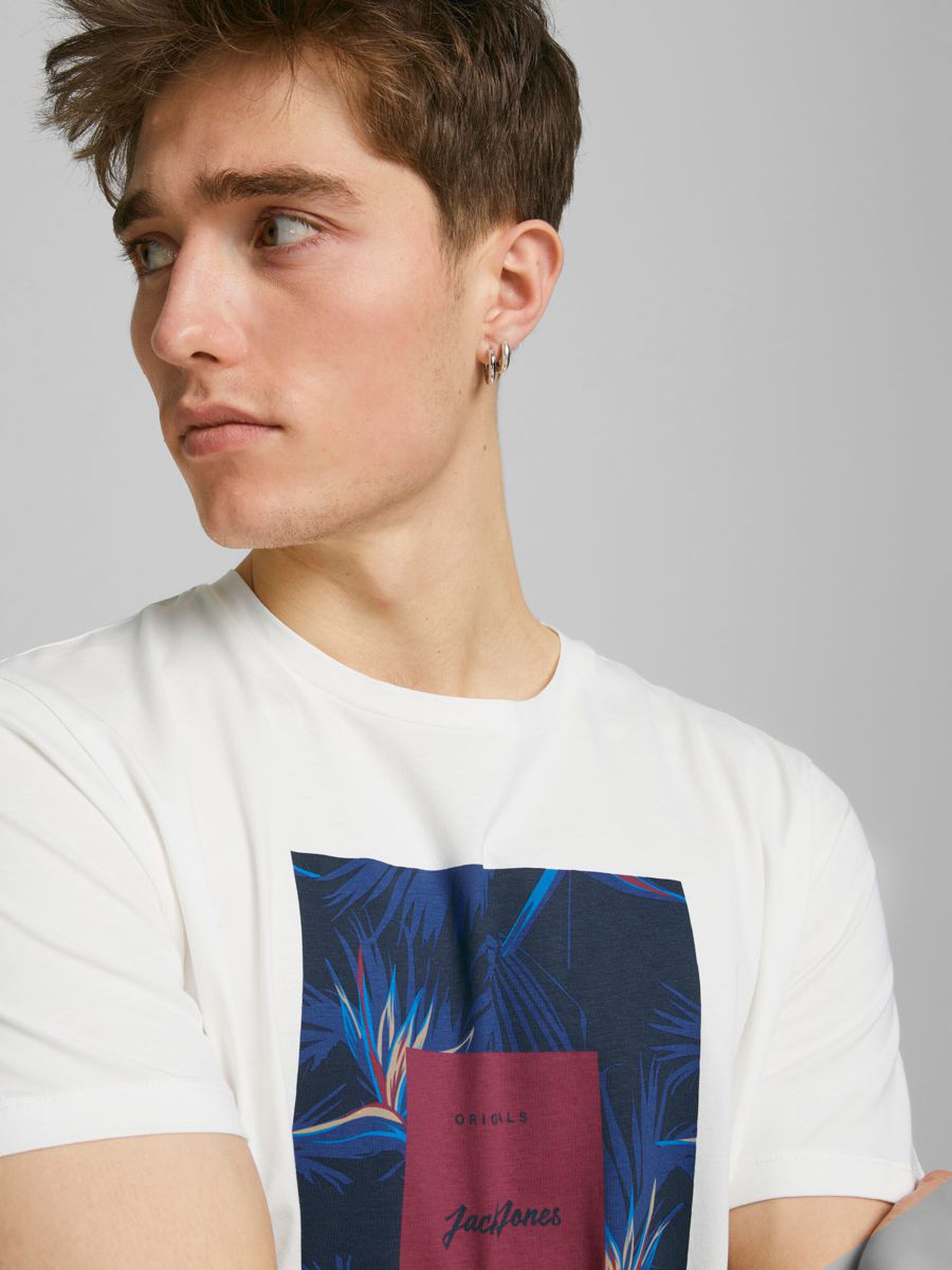 Jack Jones Erkek T-Shirt 12186330 Cloud Dancer