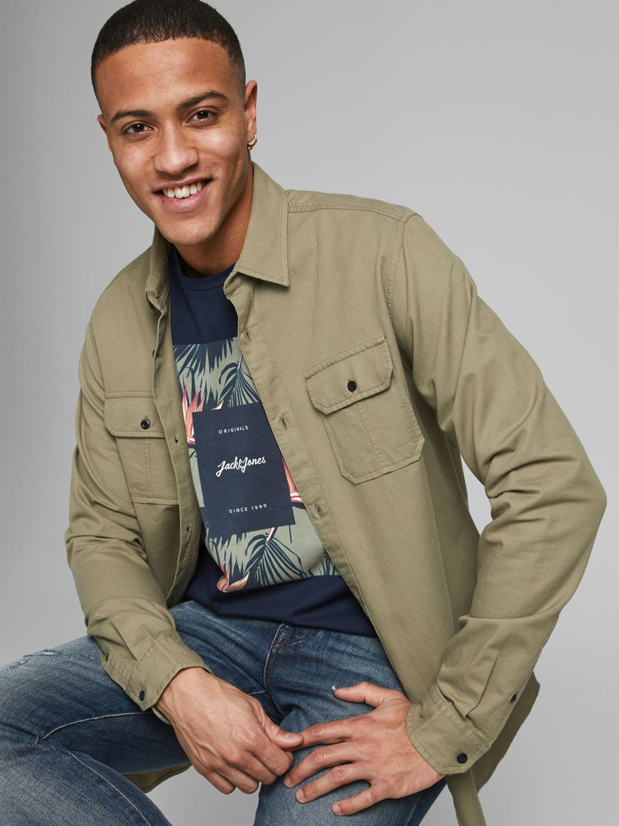 Jack Jones Erkek T-Shirt 12186330 Navy Blazer
