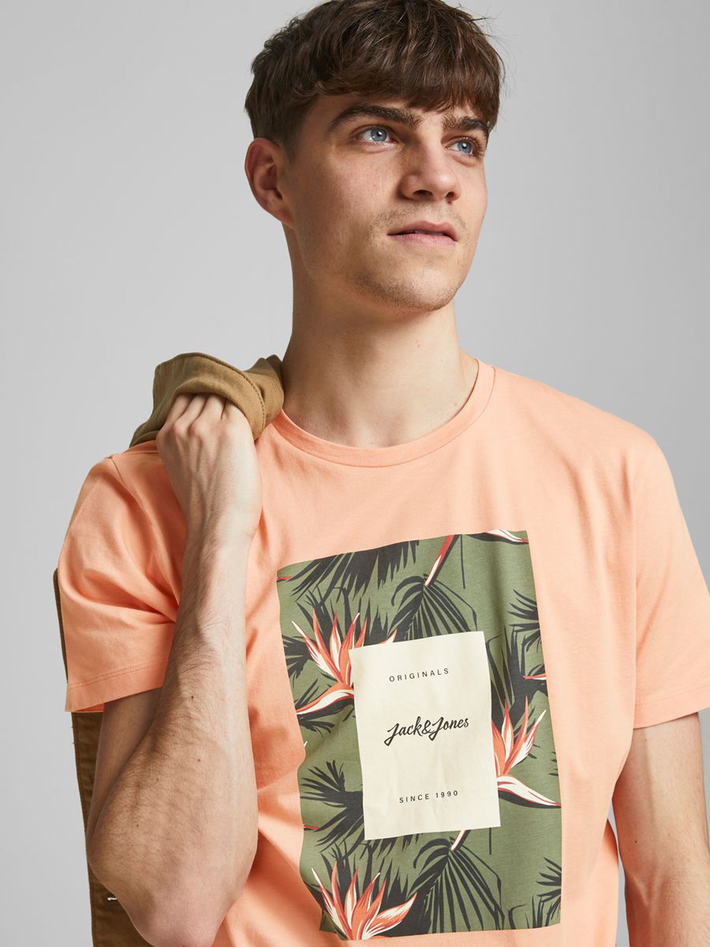 Jack Jones Erkek T-Shirt 12186330 Shell Coral