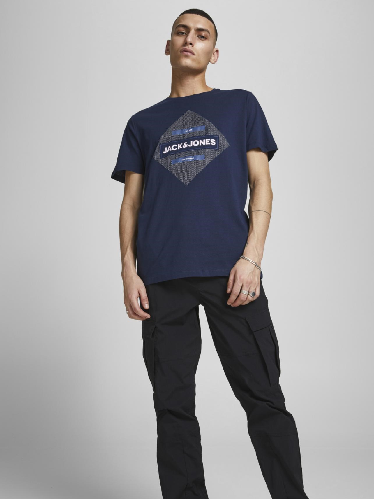Jack Jones Erkek T-Shirt 12188039 Navy Blazer