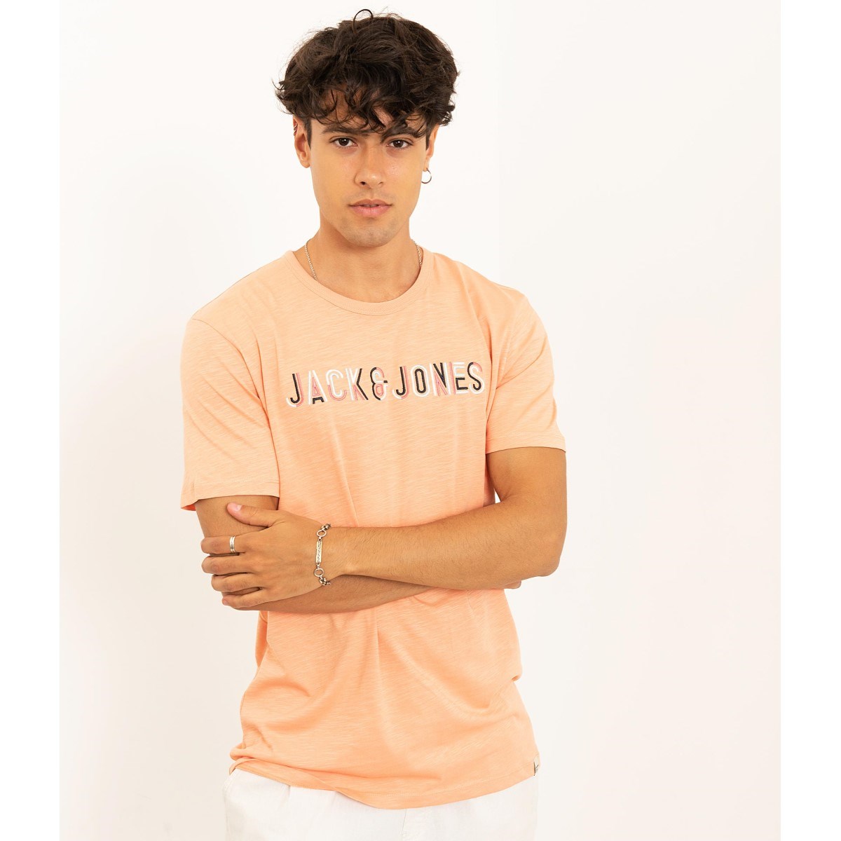 Jack Jones Erkek T-Shirt 12188461 Shell Coral