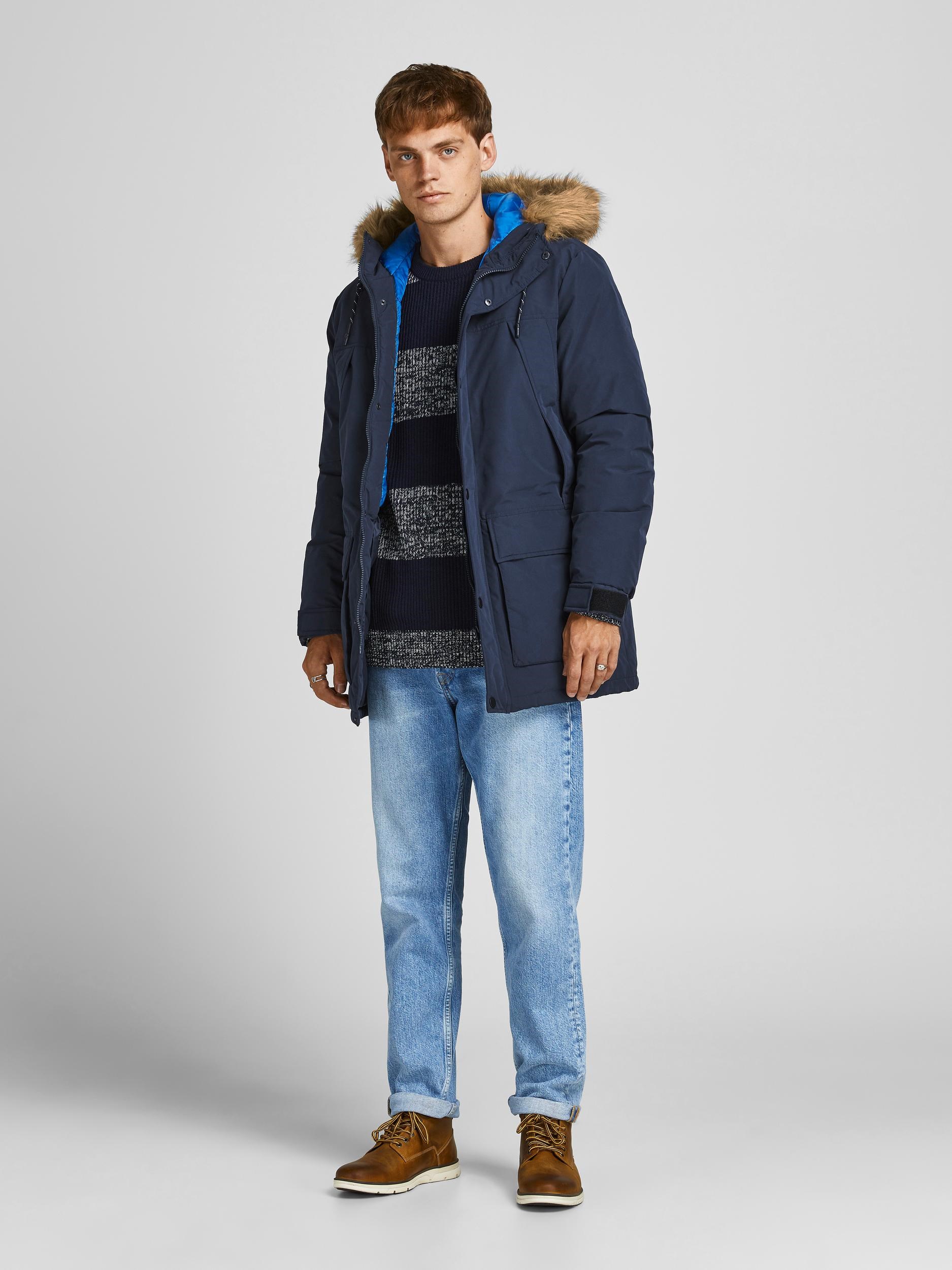 Jack Jones Erkek Parka 12190042 Navy Blazer