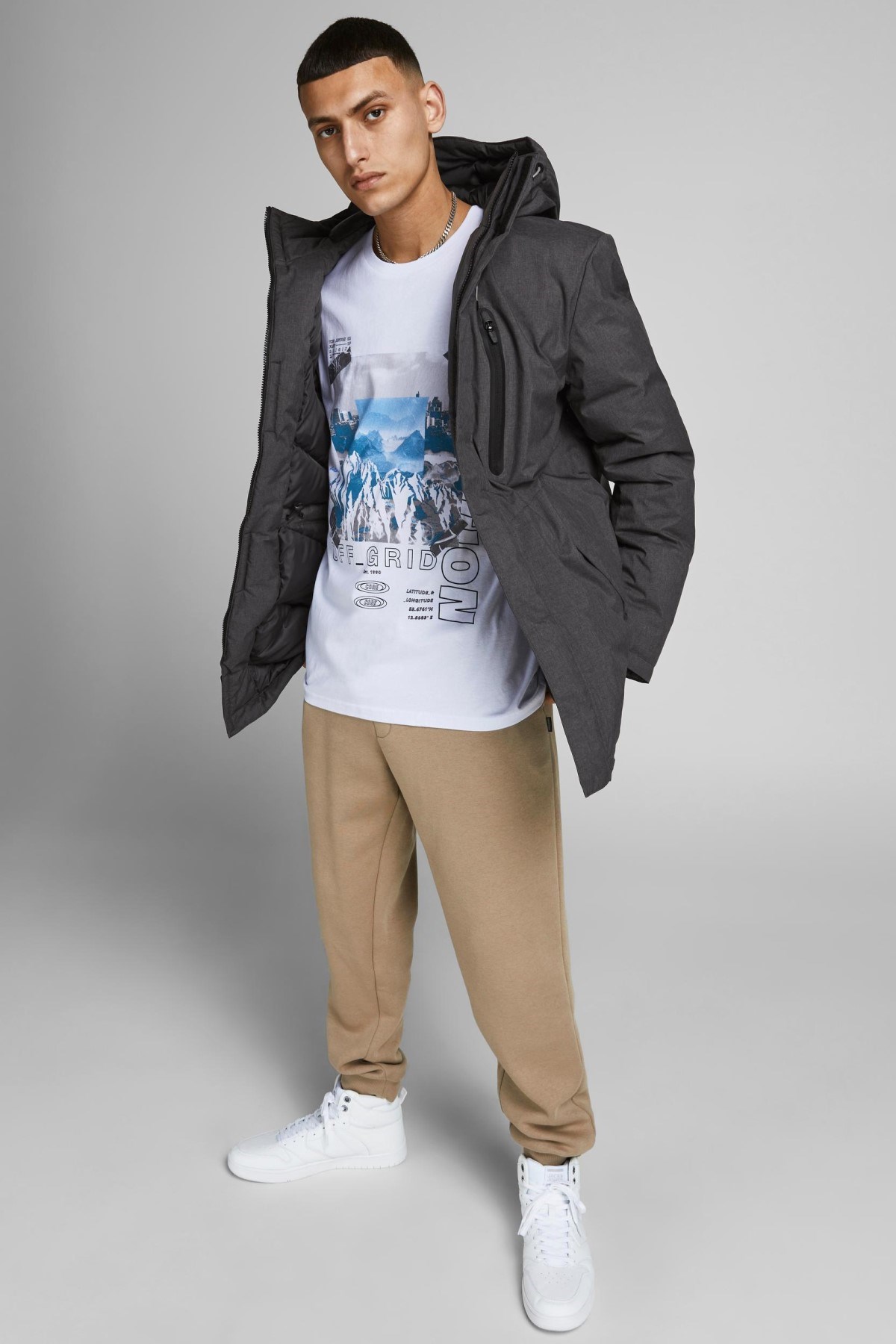 Jack Jones Erkek Parka 12193455 Asphalt