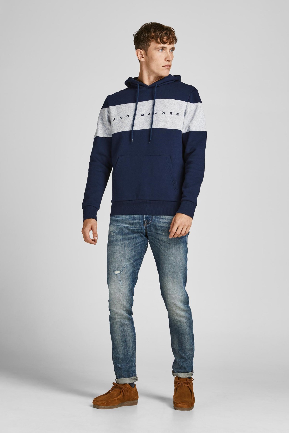 Jack Jones Erkek S-Shirt 12198477 Navy Blazer