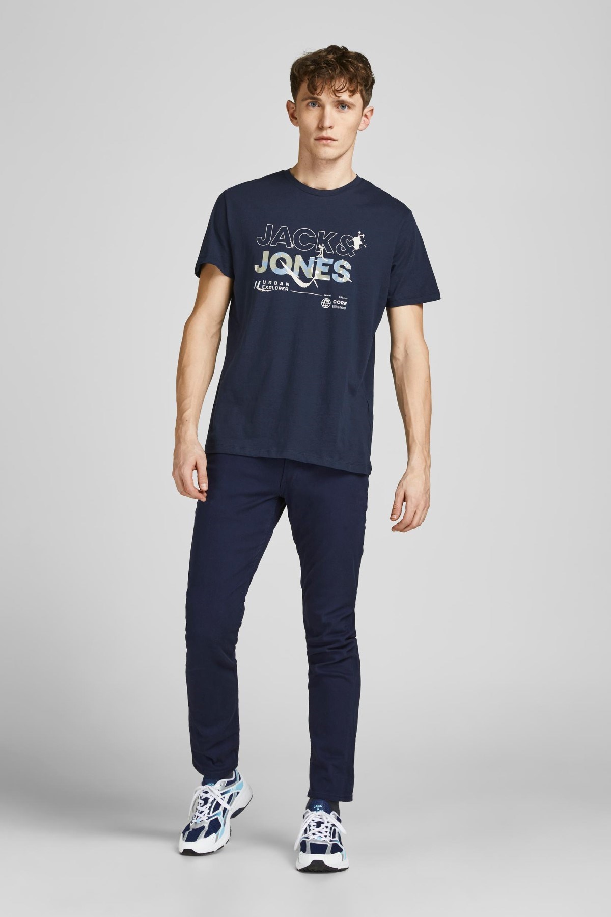 Jack Jones Erkek T-Shirt 12205244 Navy Blazer