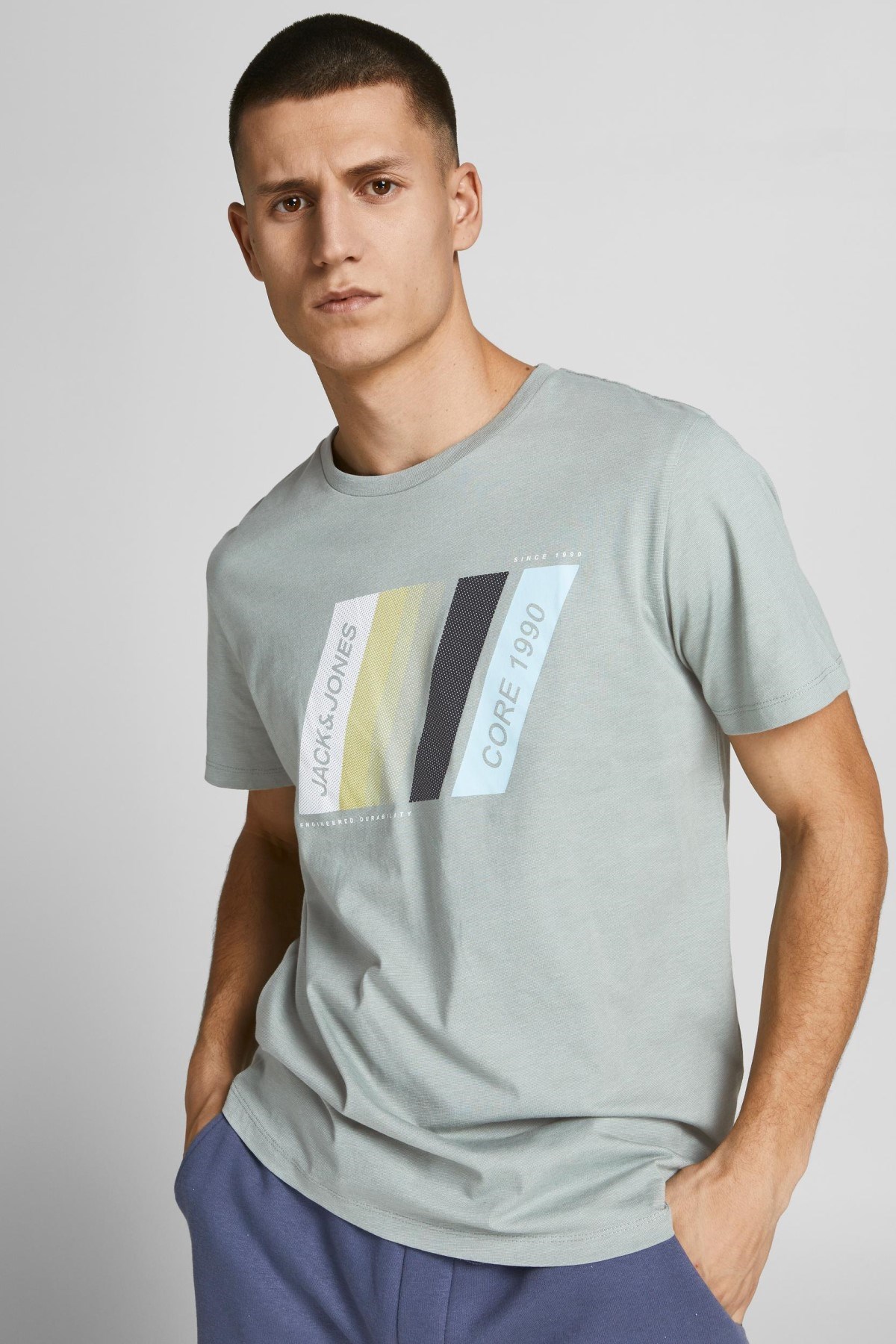 Jack Jones Erkek T-Shirt 12205428 Slate Gray