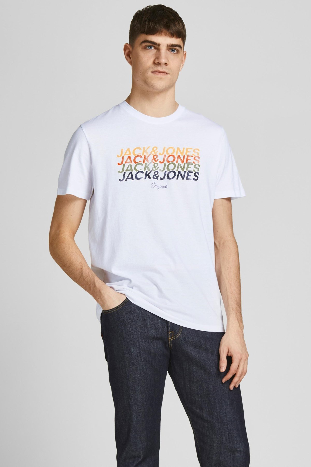 Jack Jones Erkek T-Shirt 12205503 Bright White