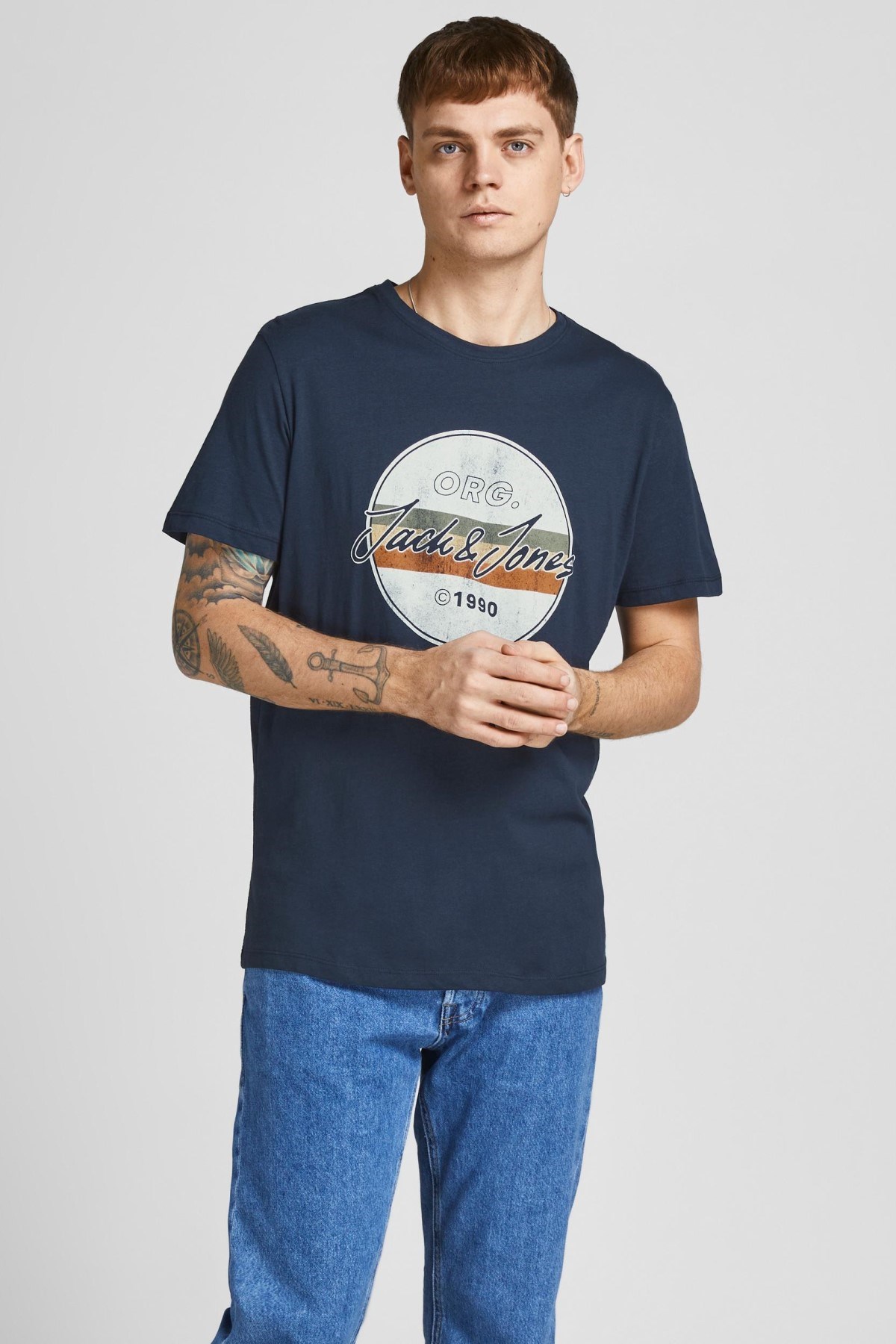 Jack Jones Erkek T-Shirt 12205503 Navy Blazer