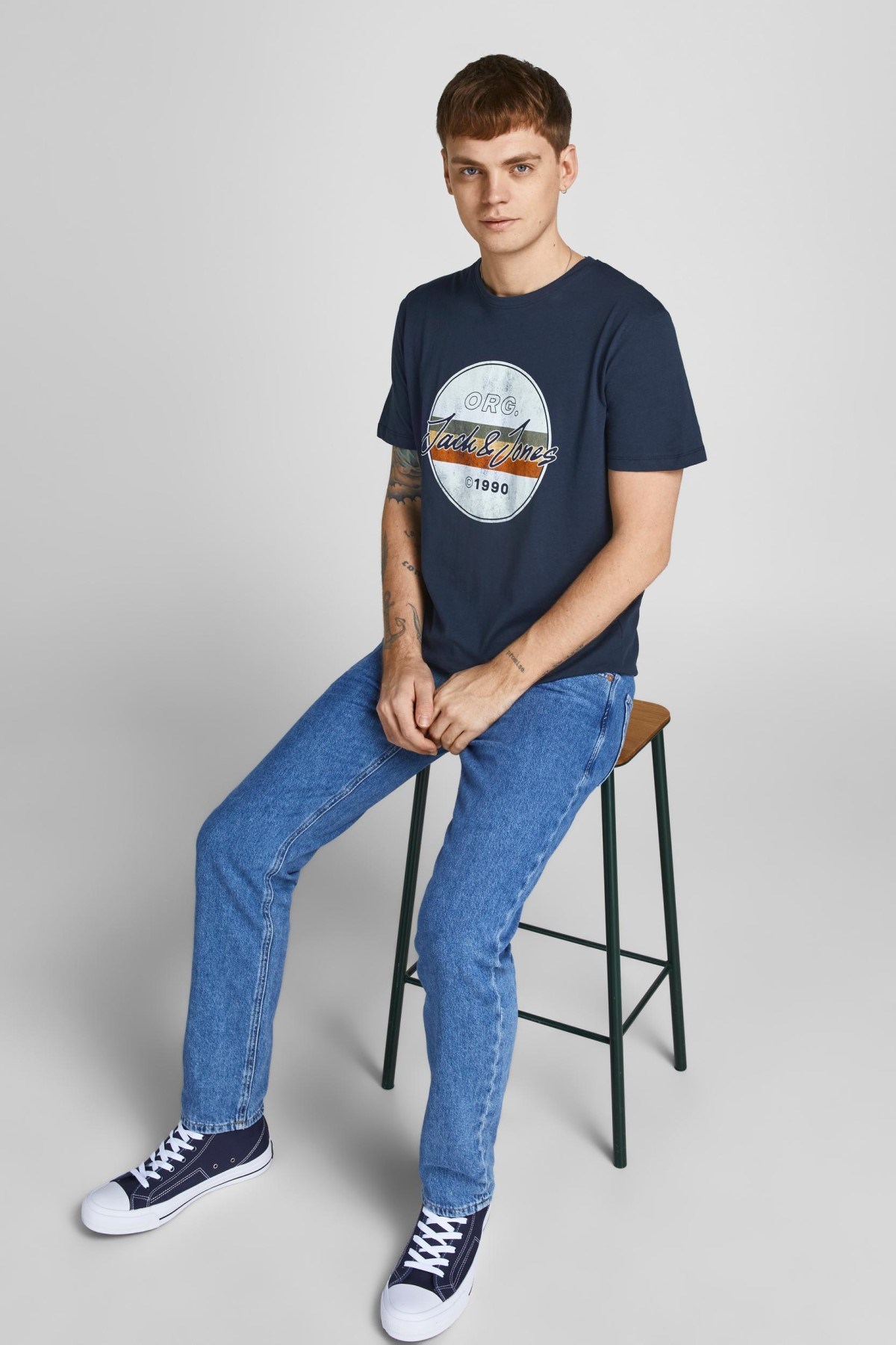 Jack Jones Erkek T-Shirt 12205503 Navy Blazer