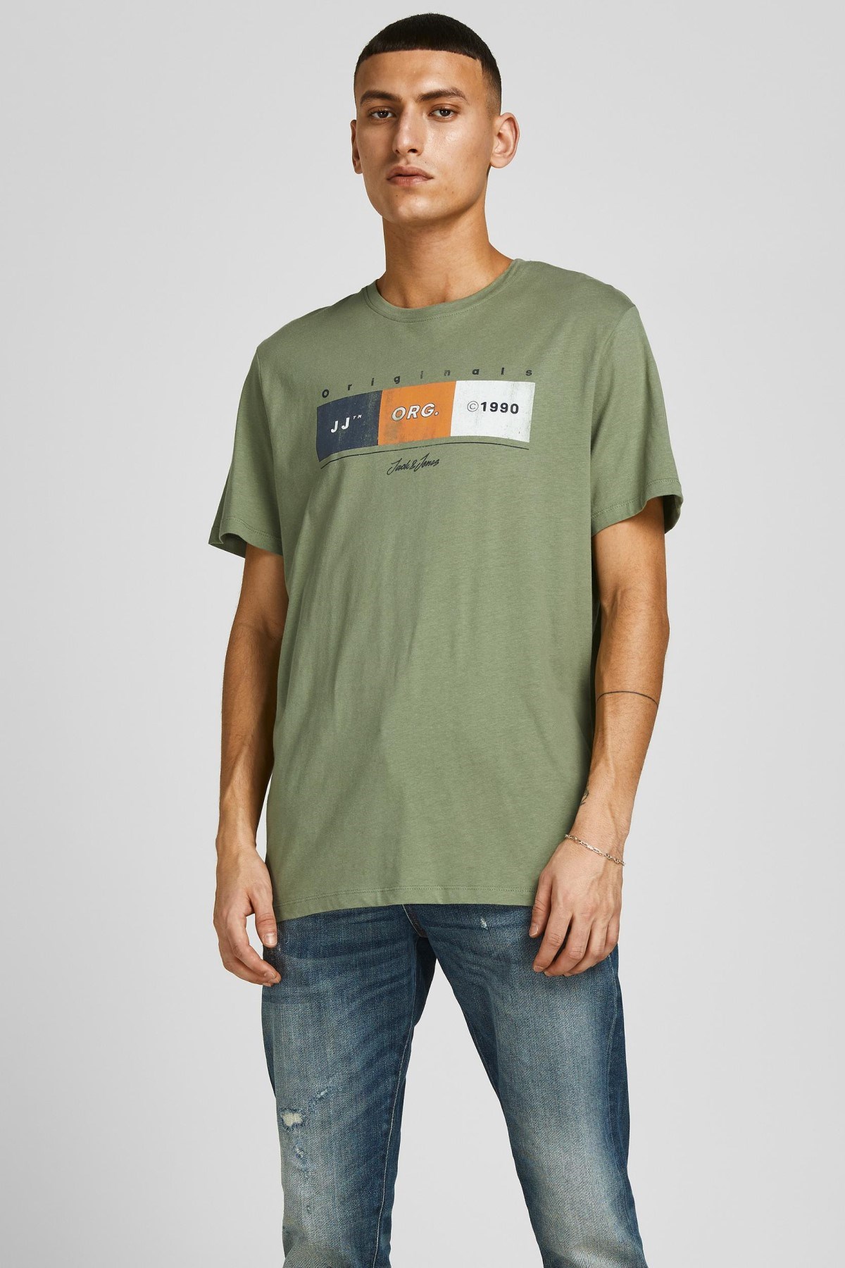Jack Jones Erkek T-Shirt 12205503 Oil Green