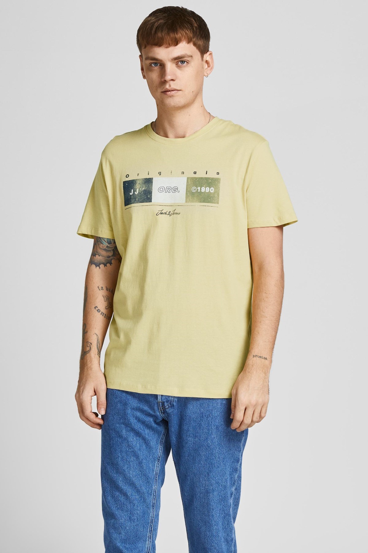 Jack Jones Erkek T-Shirt 12205503 Straw