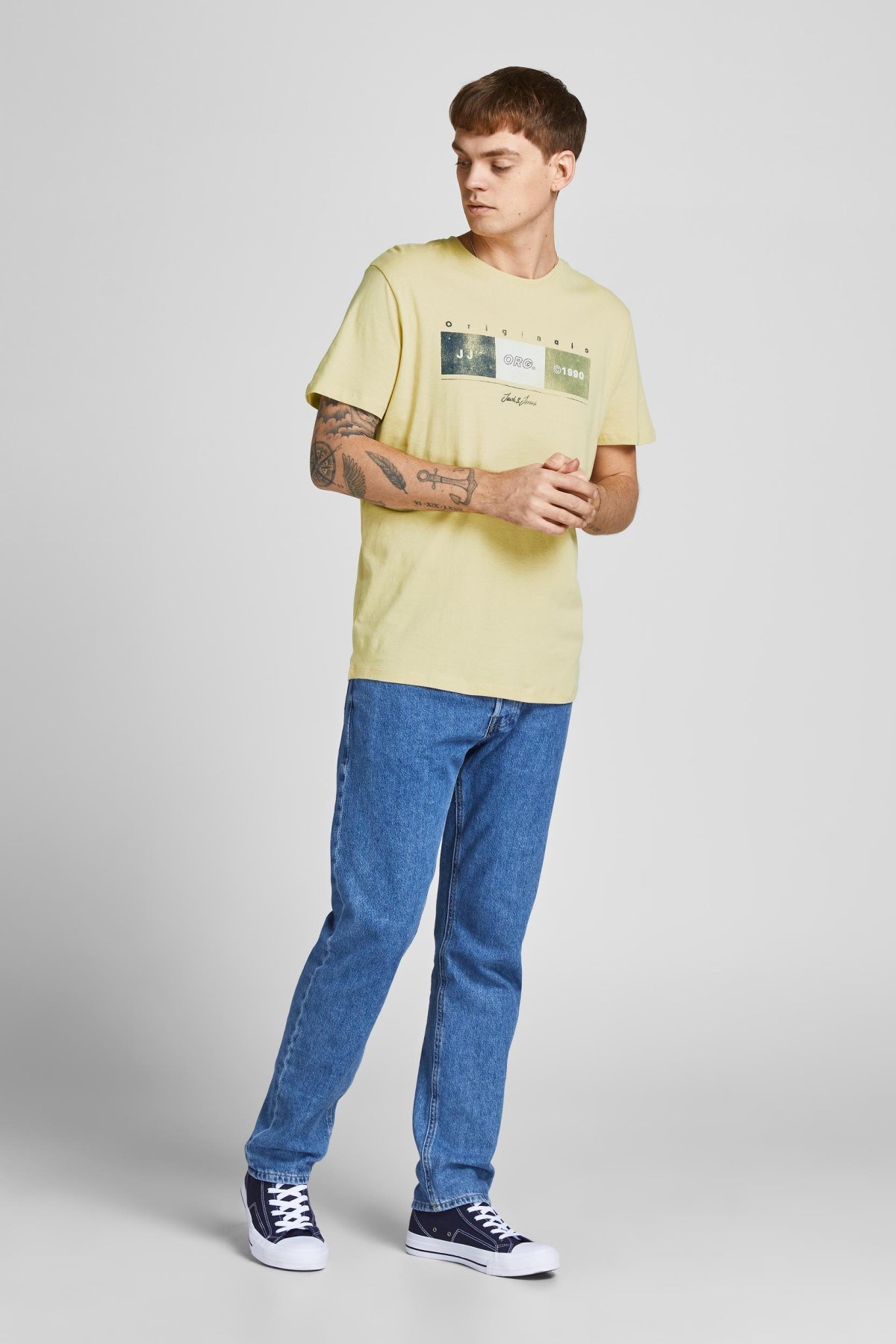 Jack Jones Erkek T-Shirt 12205503 Straw