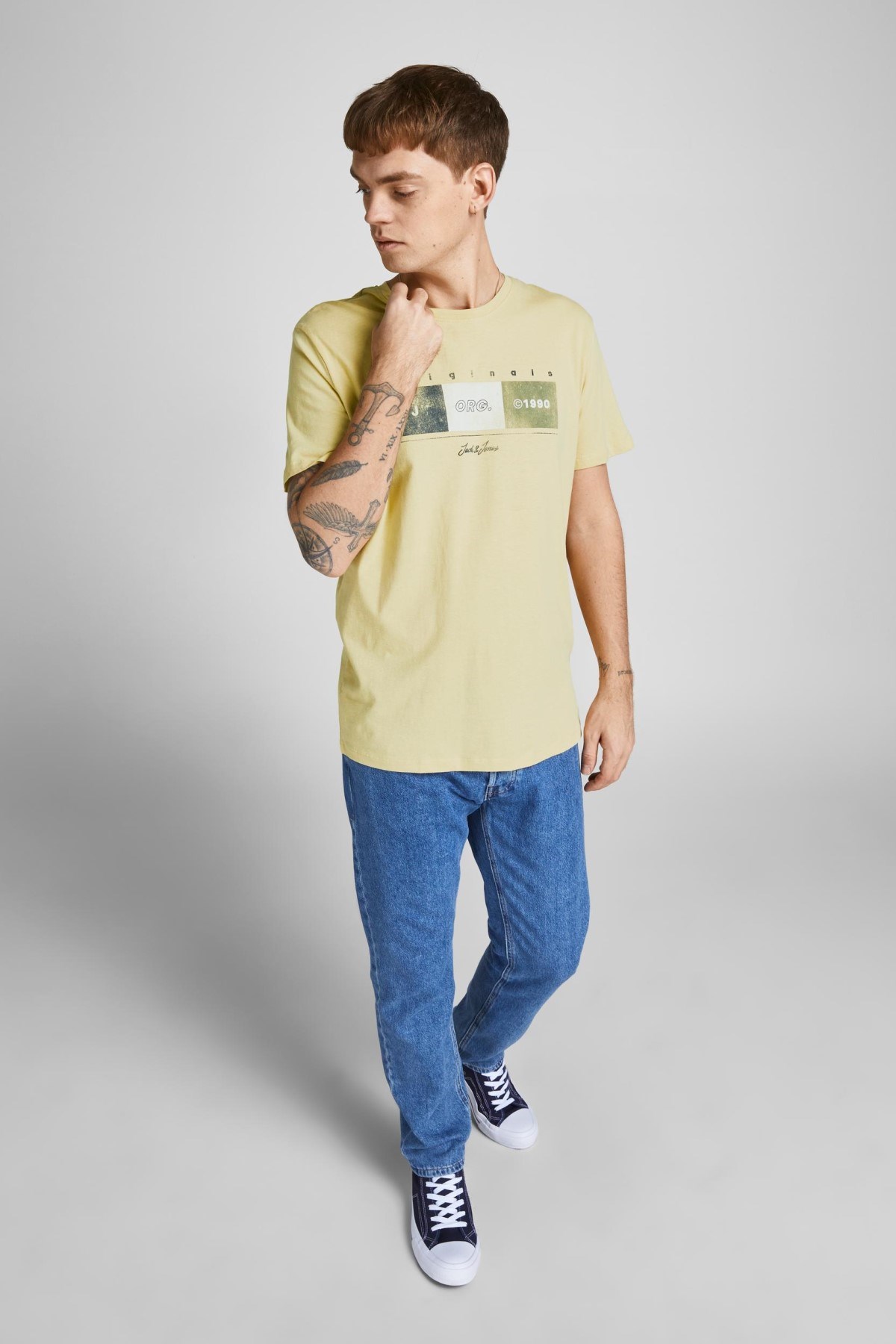 Jack Jones Erkek T-Shirt 12205503 Straw