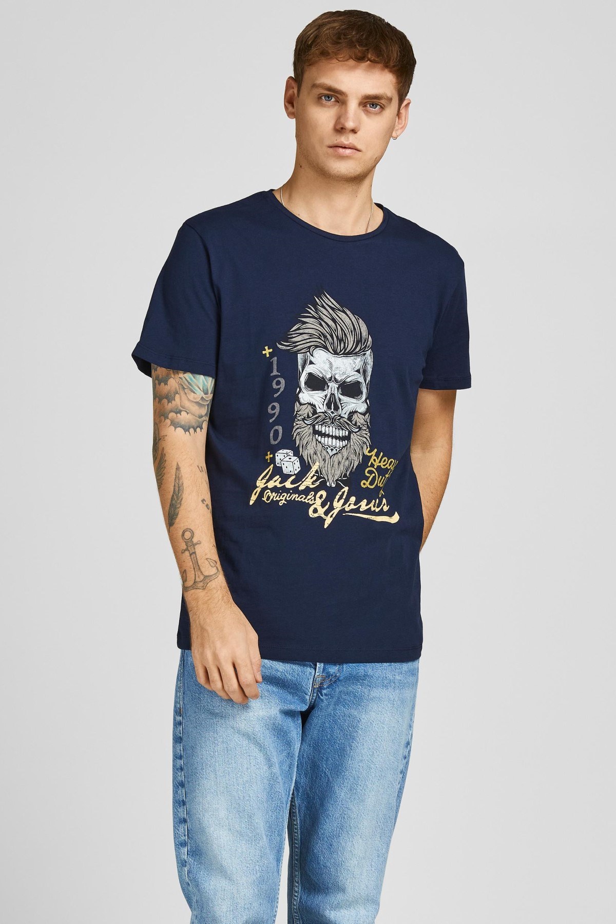 Jack Jones Erkek T-Shirt 12205684 Navy Blazer
