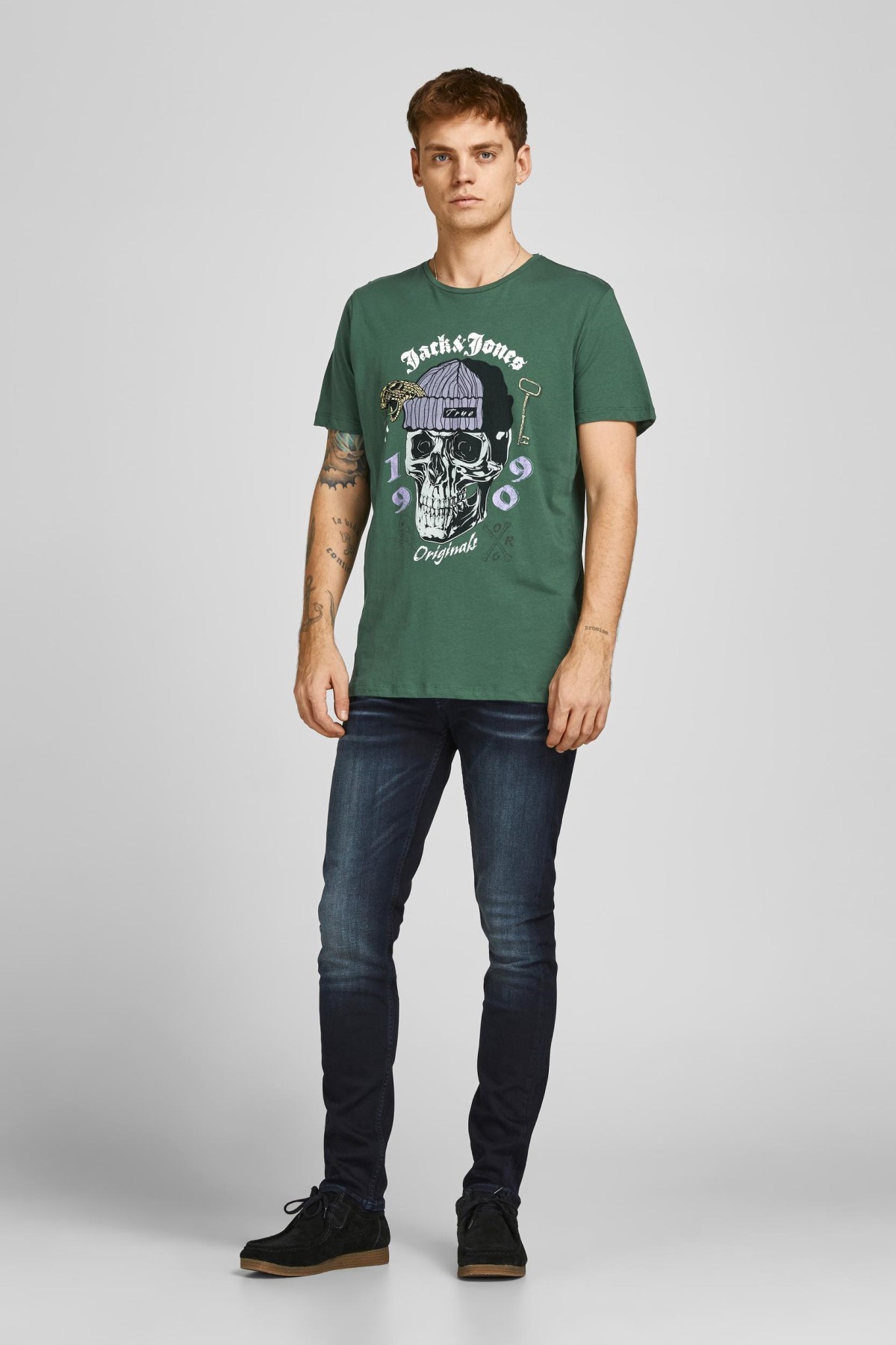 Jack Jones Erkek T-Shirt 12205684 Trekking Green