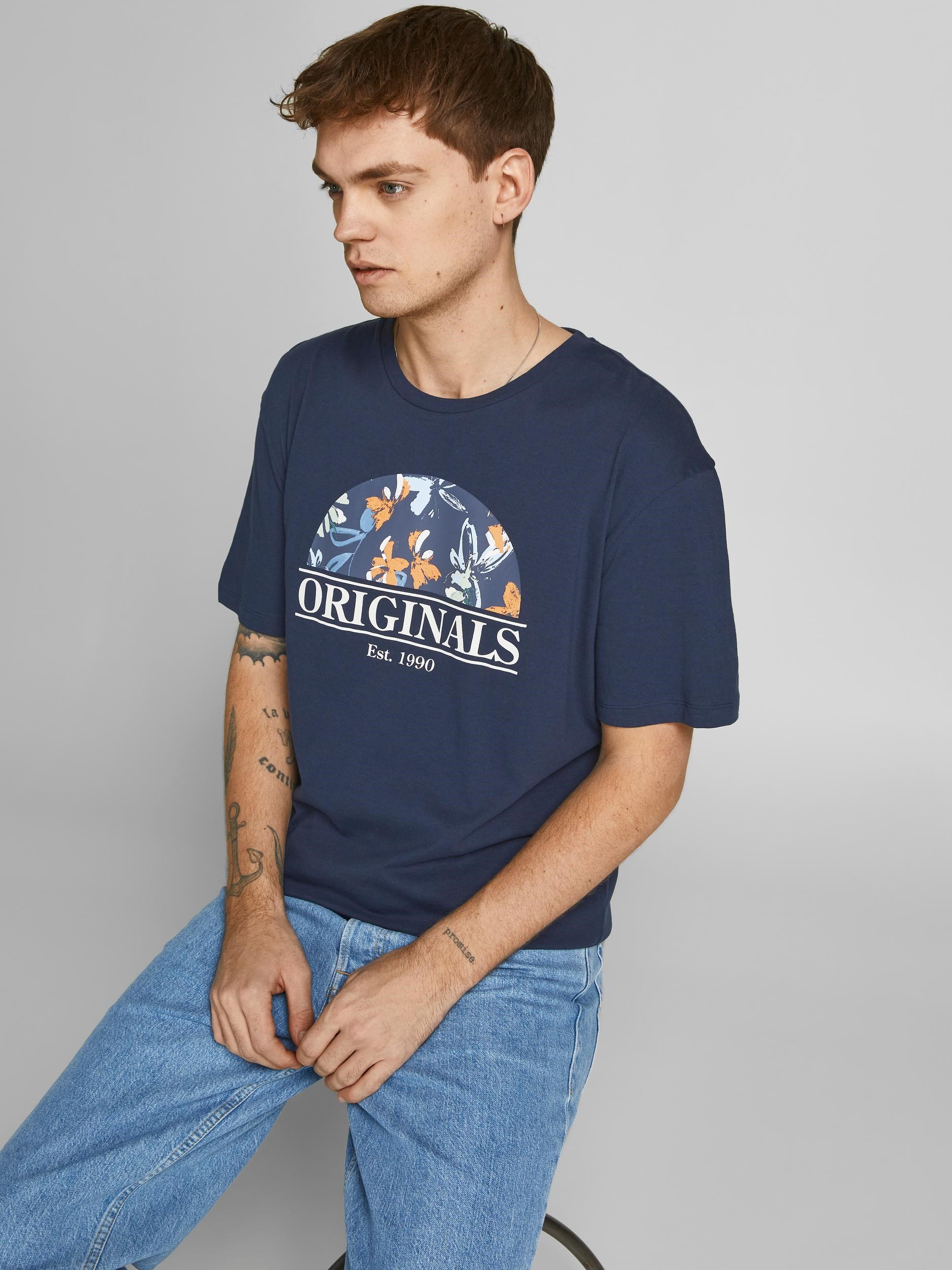 Jack Jones Erkek T-Shirt 12205874 Navy Blazer