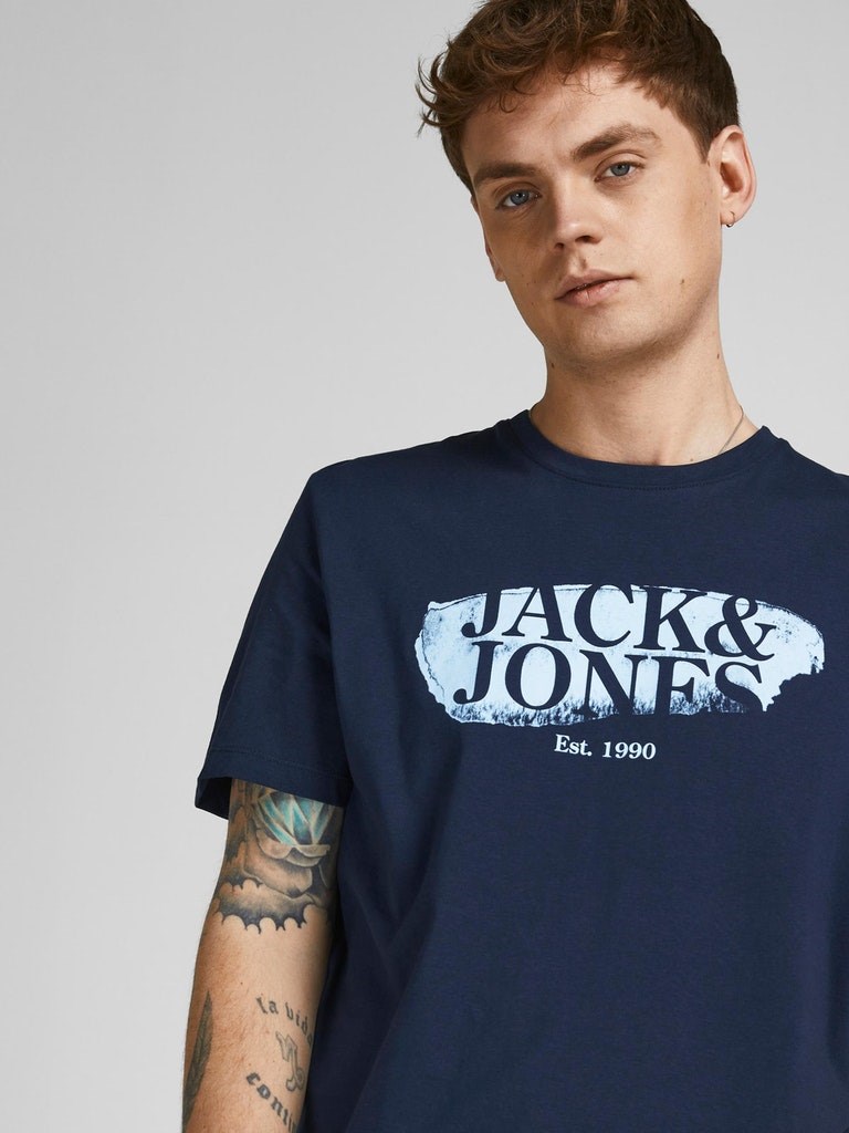 Jack Jones Erkek T-Shirt 12205876 Navy Blazer