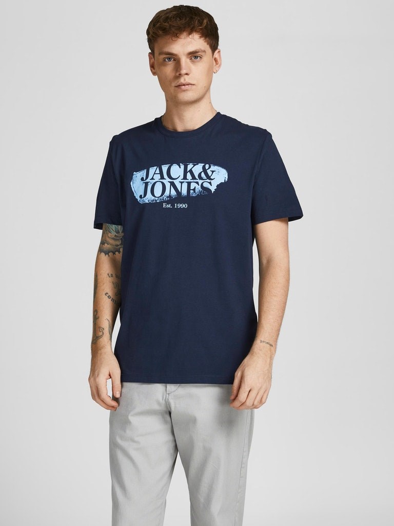 Jack Jones Erkek T-Shirt 12205876 Navy Blazer