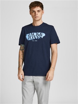 Jack Jones Erkek T-Shirt 12205876 Navy Blazer