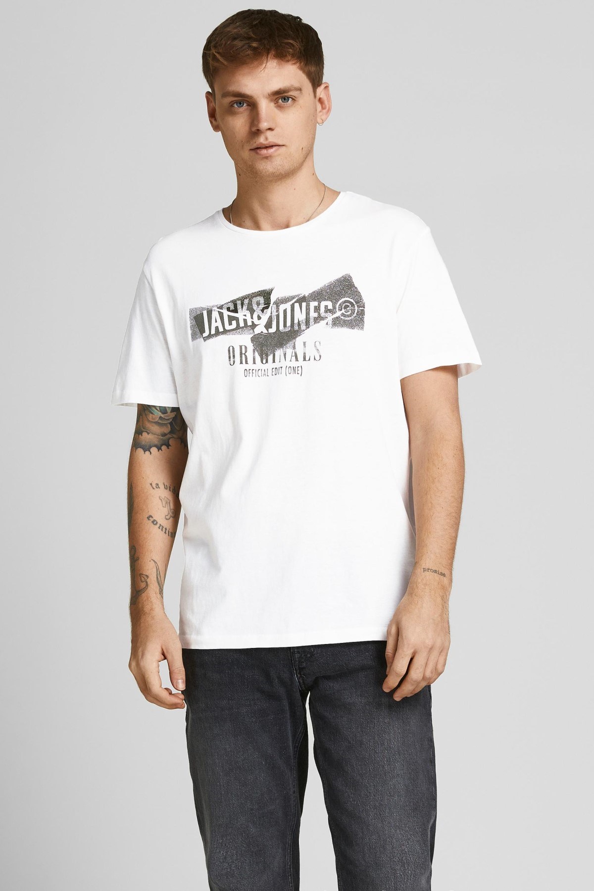 Jack Jones Erkek T-Shirt 12205944 Cloud Dancer