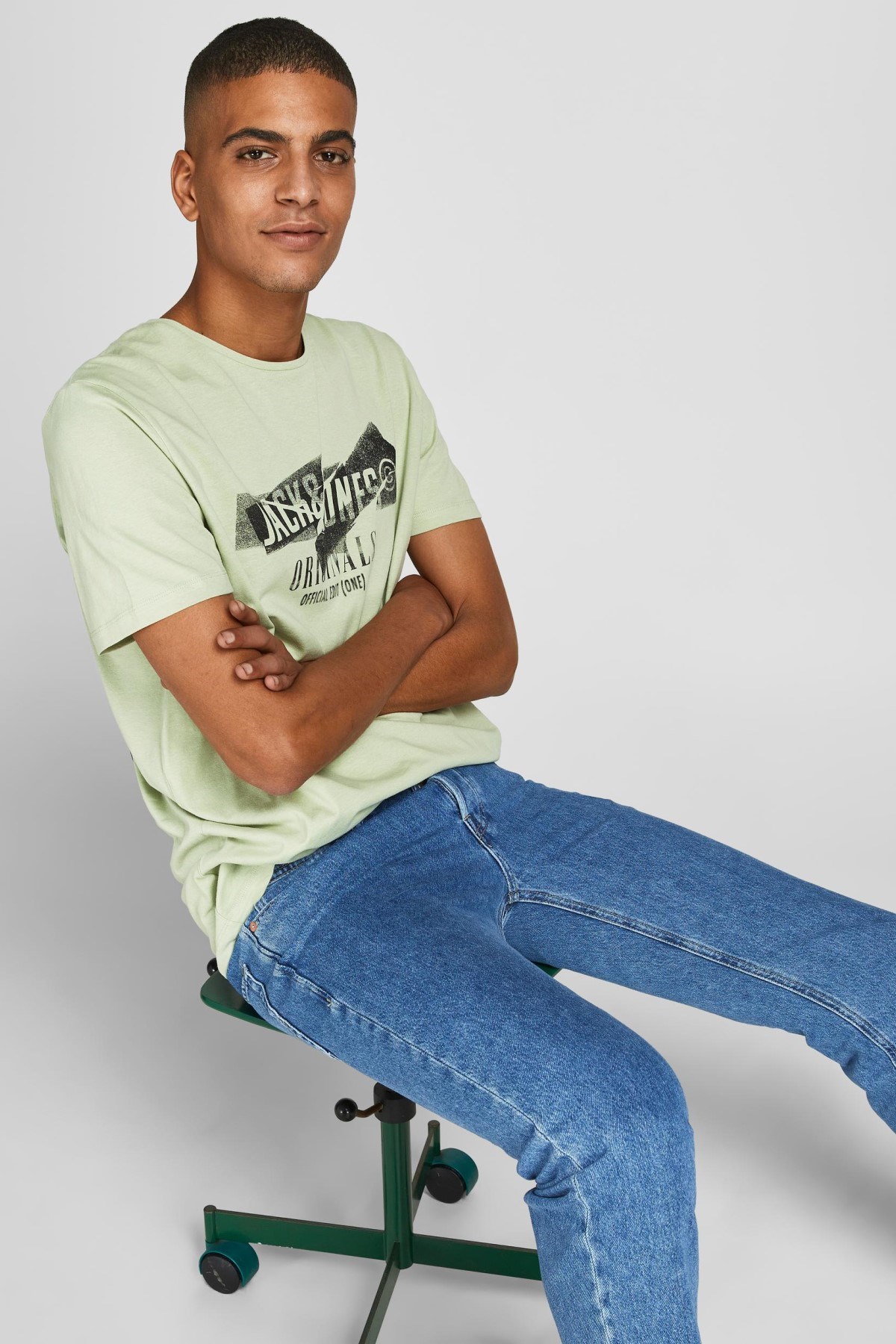 Jack Jones Erkek T-Shirt 12205944 Swamp