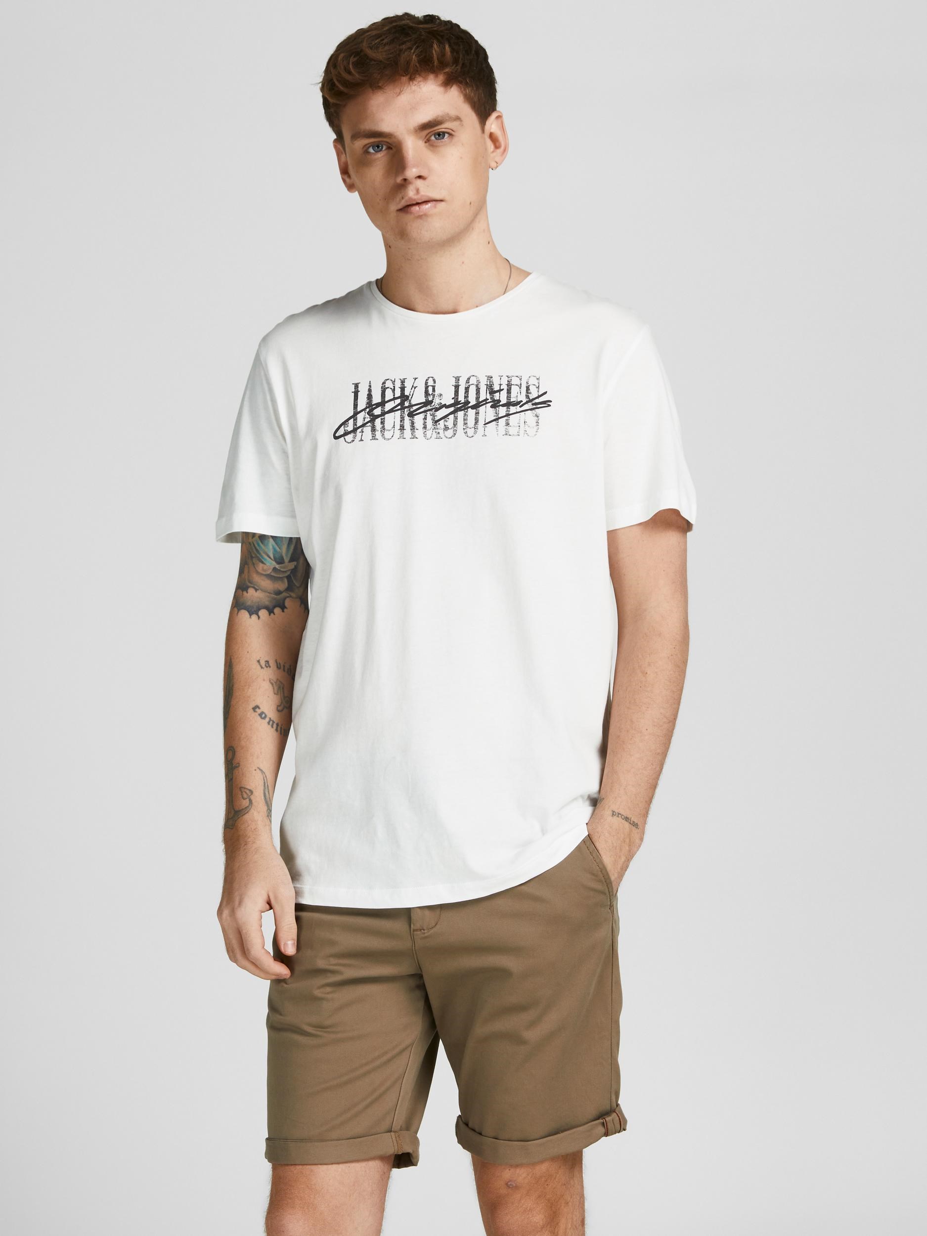 Jack Jones Erkek T-Shirt 12205957 Cloud Dancer