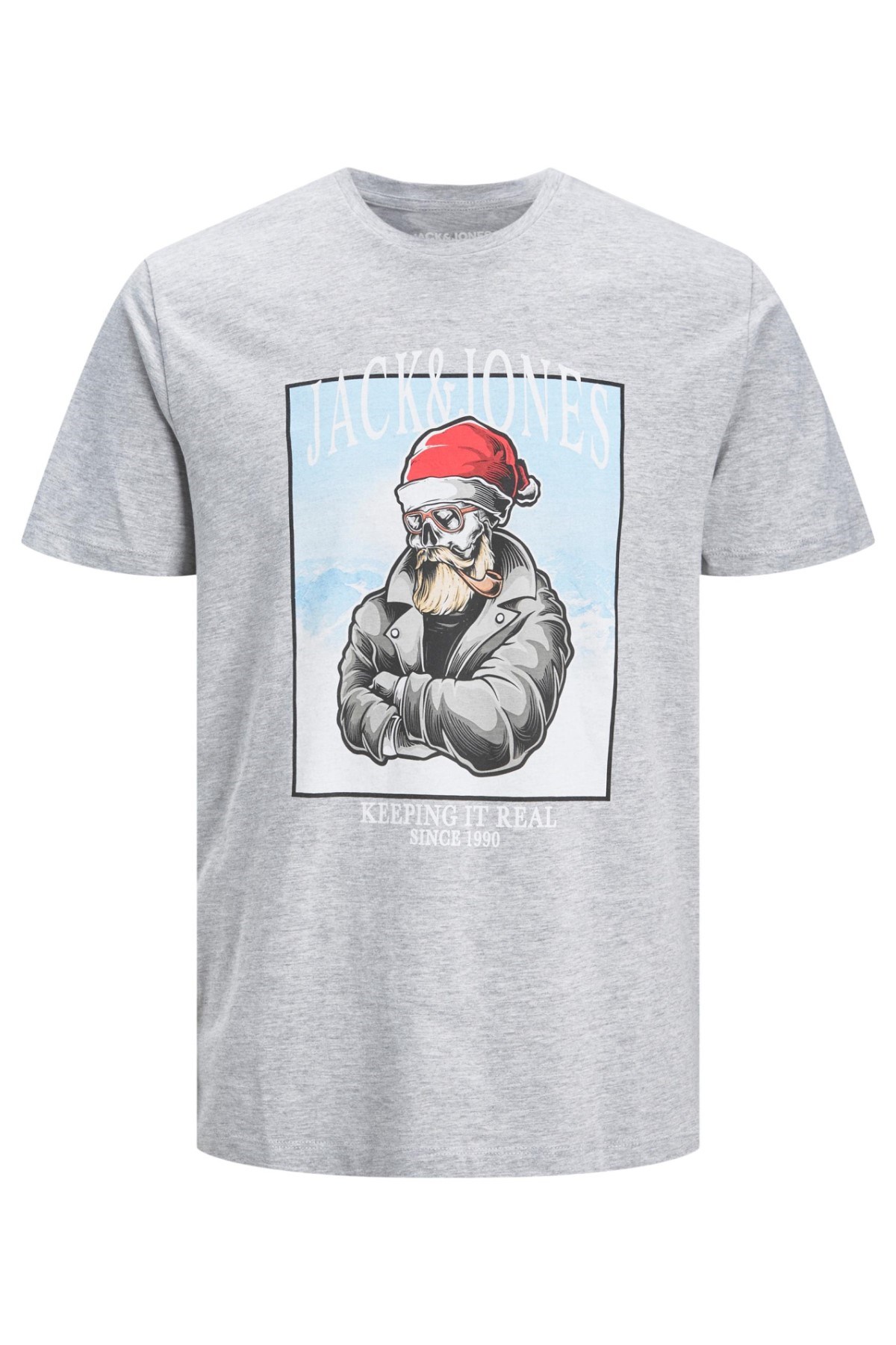 Jack Jones Erkek T-Shirt 12207472 Light Grey Melange