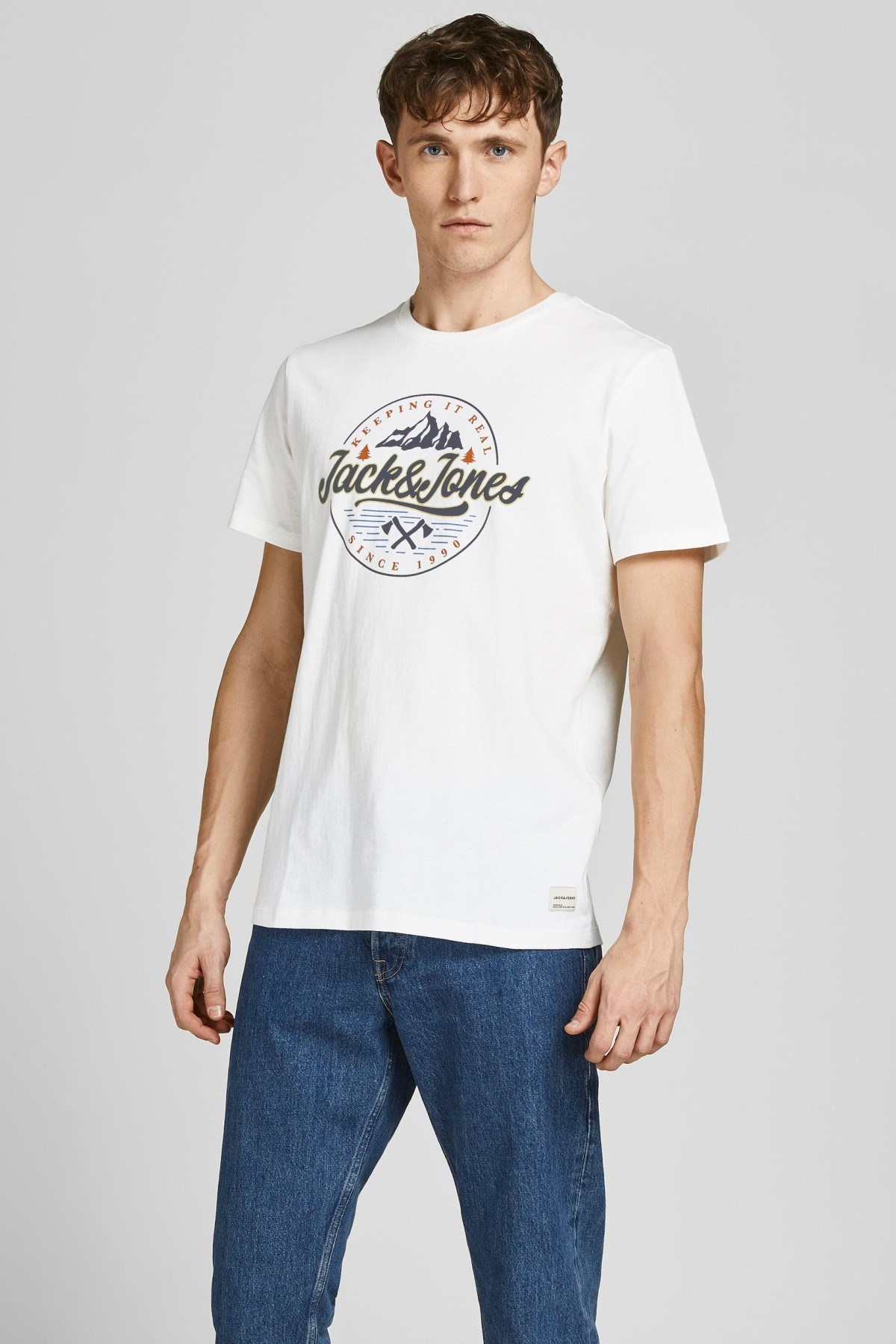 Jack Jones Erkek T-Shirt 12207474 Cloud Dancer