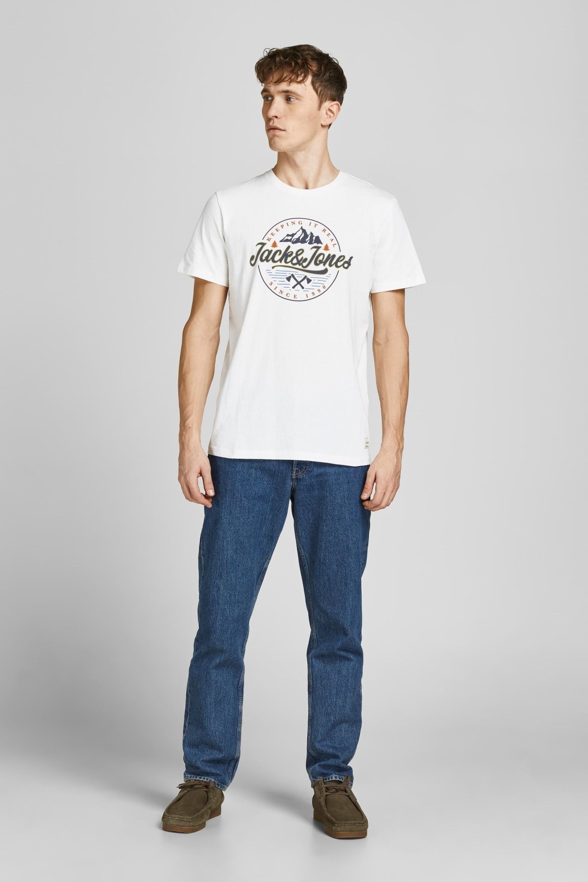 Jack Jones Erkek T-Shirt 12207474 Cloud Dancer
