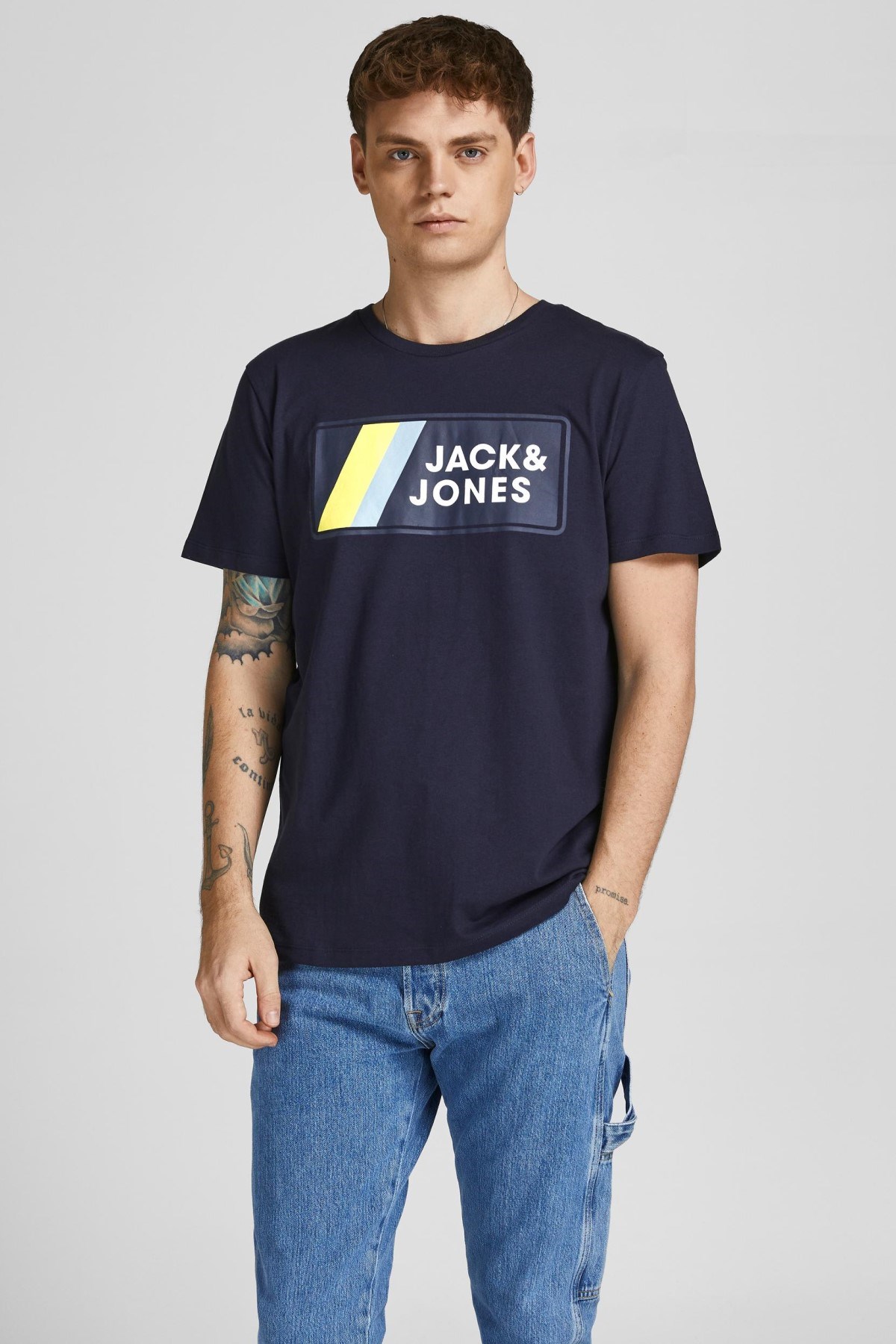 Jack Jones Erkek T-Shirt 12207493 Navy Blazer