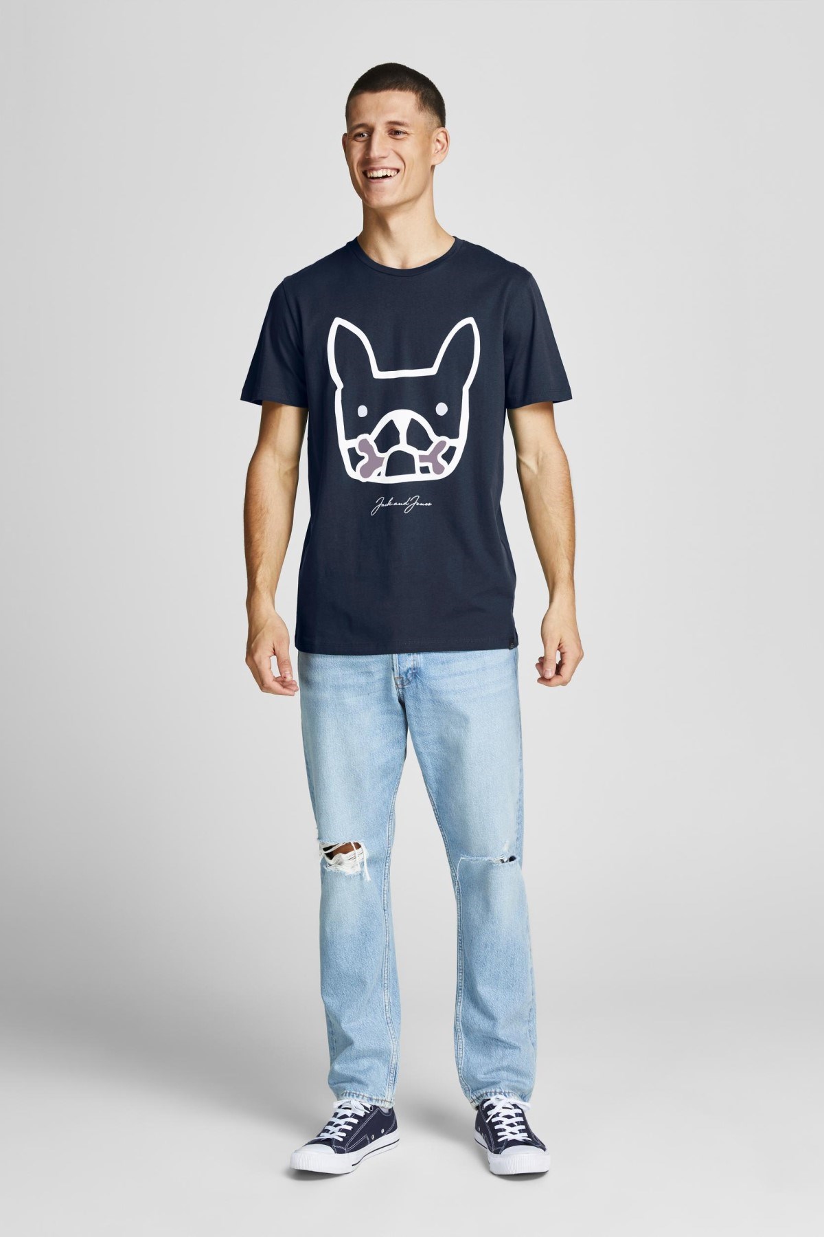 Jack Jones Erkek T-Shirt 12207693 Navy Blazer
