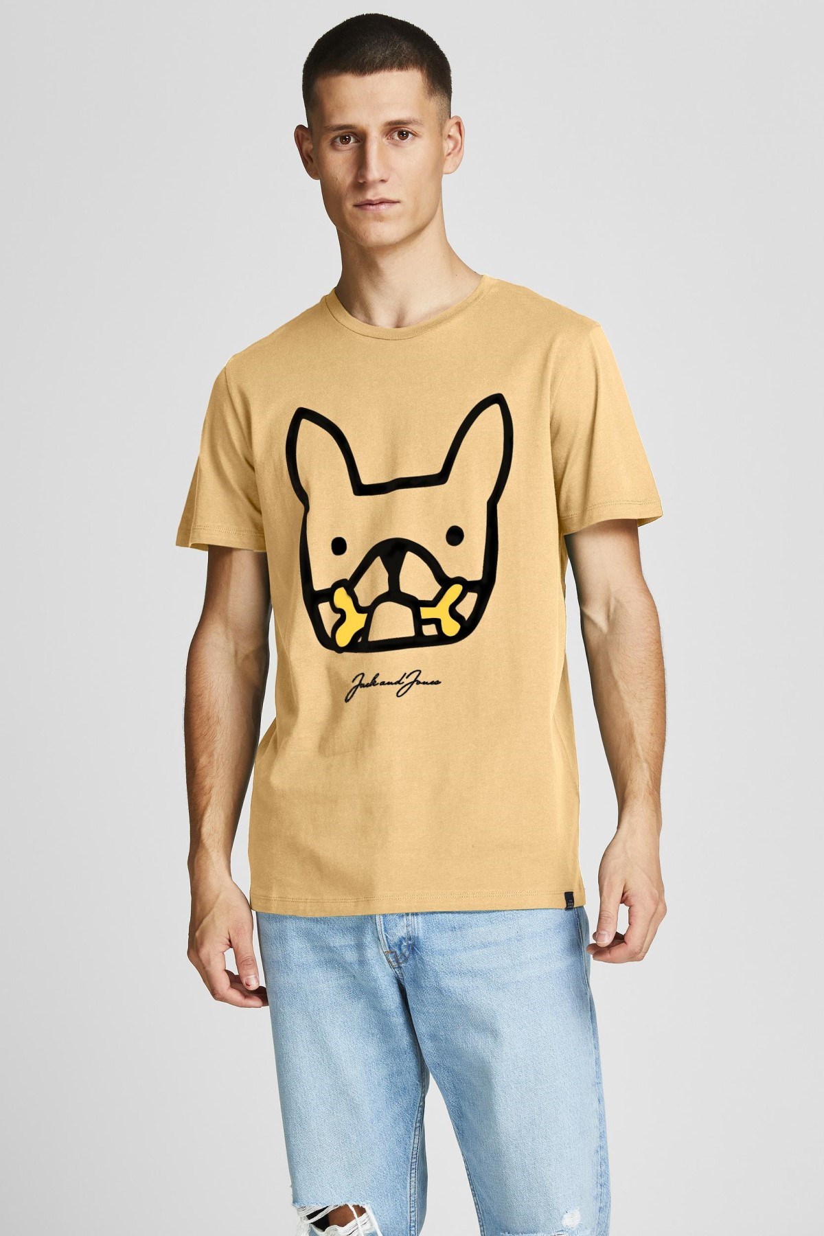 Jack Jones Erkek T-Shirt 12207693 Straw
