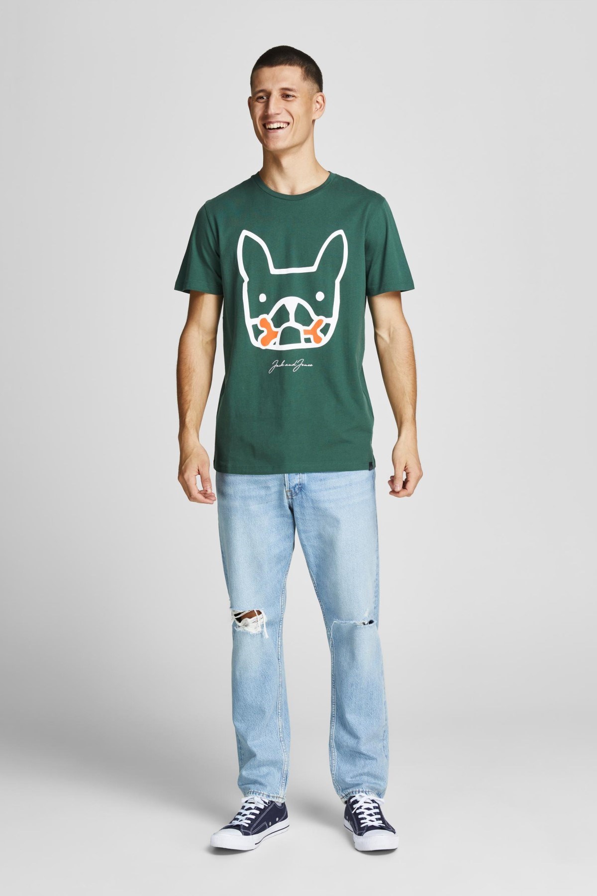 Jack Jones Erkek T-Shirt 12207693 Trekking Green
