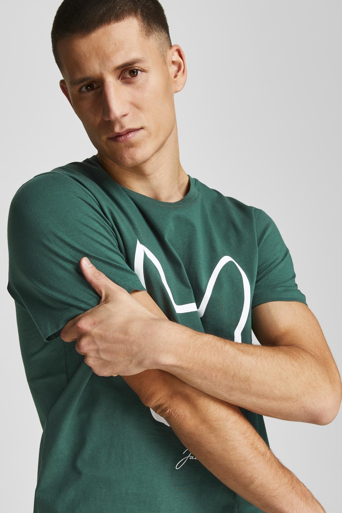 Jack Jones Erkek T-Shirt 12207693 Trekking Green