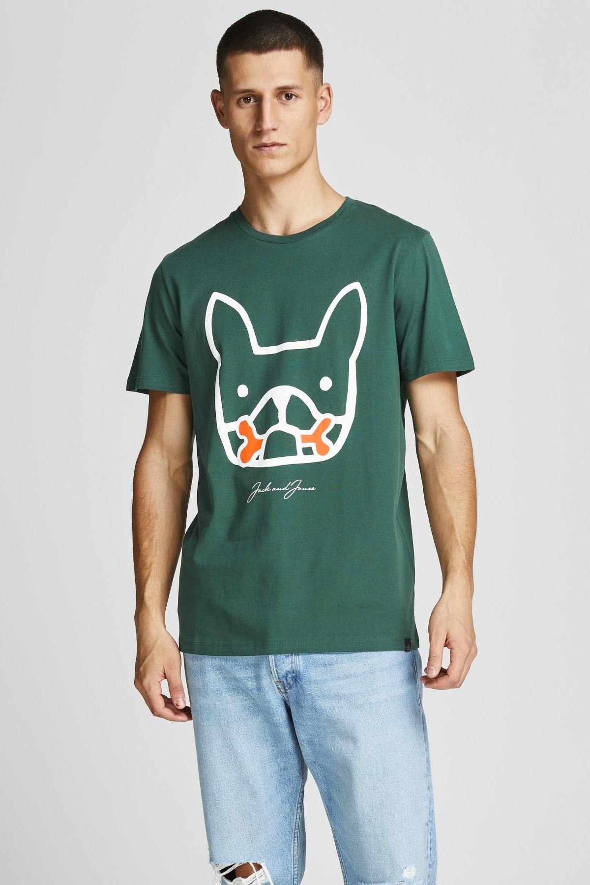 Jack Jones Erkek T-Shirt 12207693 Trekking Green
