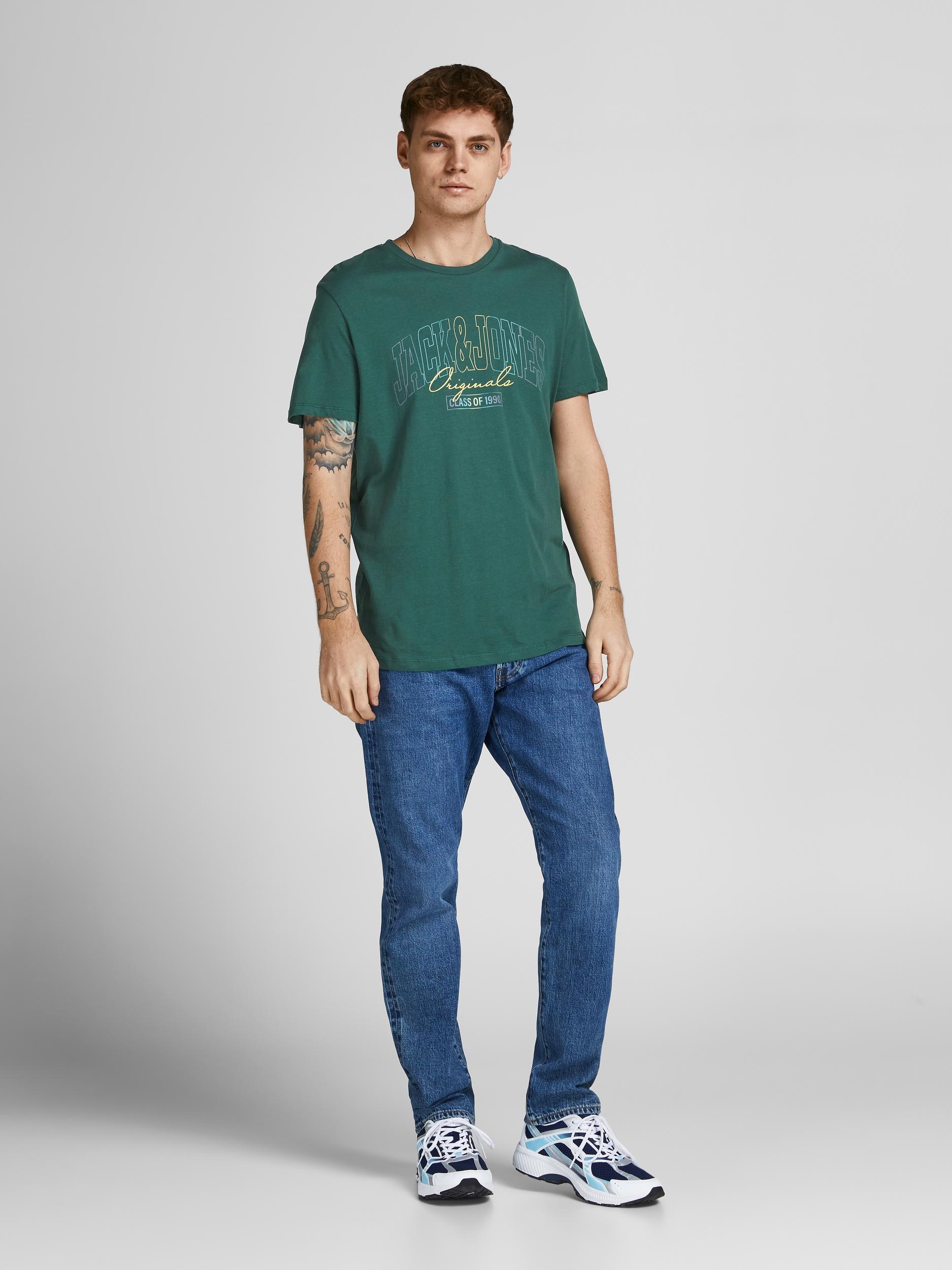 Jack Jones Erkek T-Shirt 12207694 Trekking Green