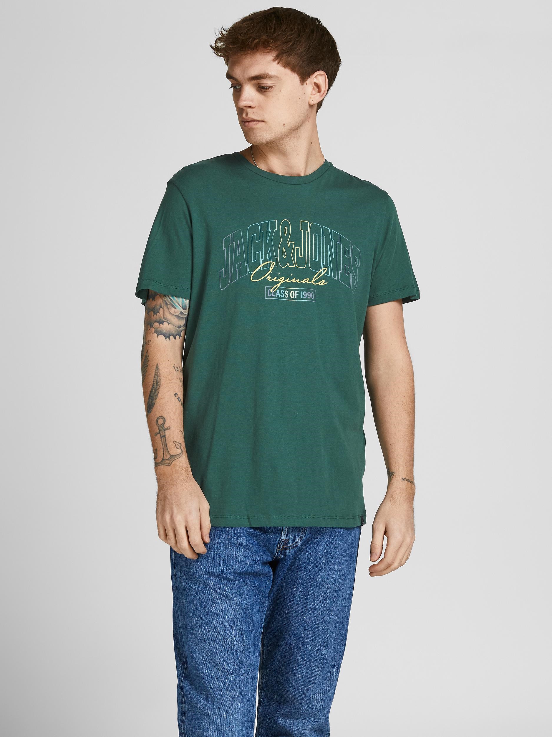 Jack Jones Erkek T-Shirt 12207694 Trekking Green
