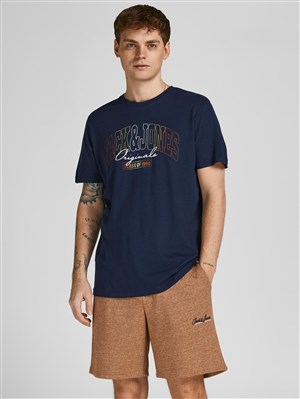 Jack Jones Erkek T-Shirt 12207694 Navy Blazer