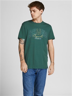 Jack Jones Erkek T-Shirt 12207694 Trekking Green