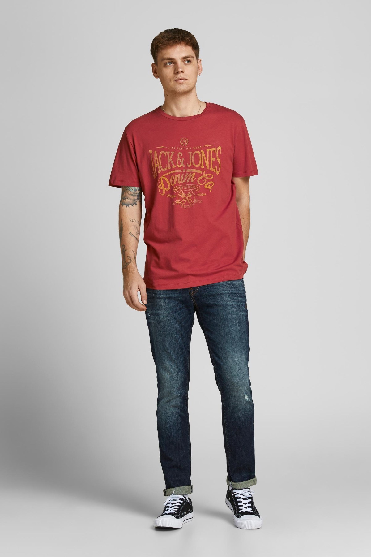 Jack Jones Erkek T-Shirt 12208452 Brick Red