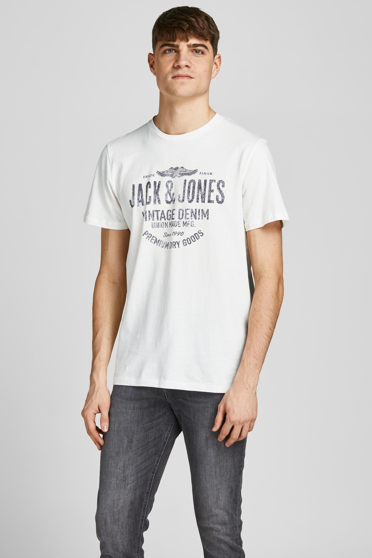 Jack Jones Erkek T-Shirt 12208452 Cloud Dancer